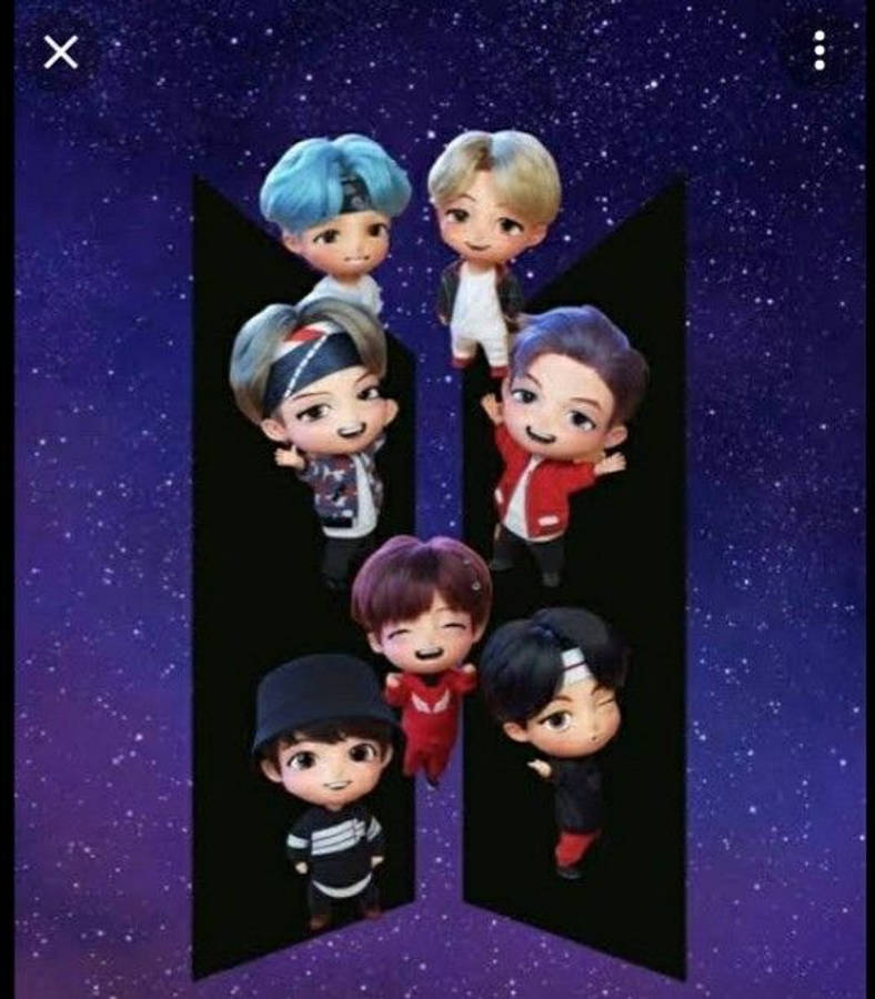 TinyTan BTS brillando intensamente sobre el fondo azul estrellado Fondos de pantalla
