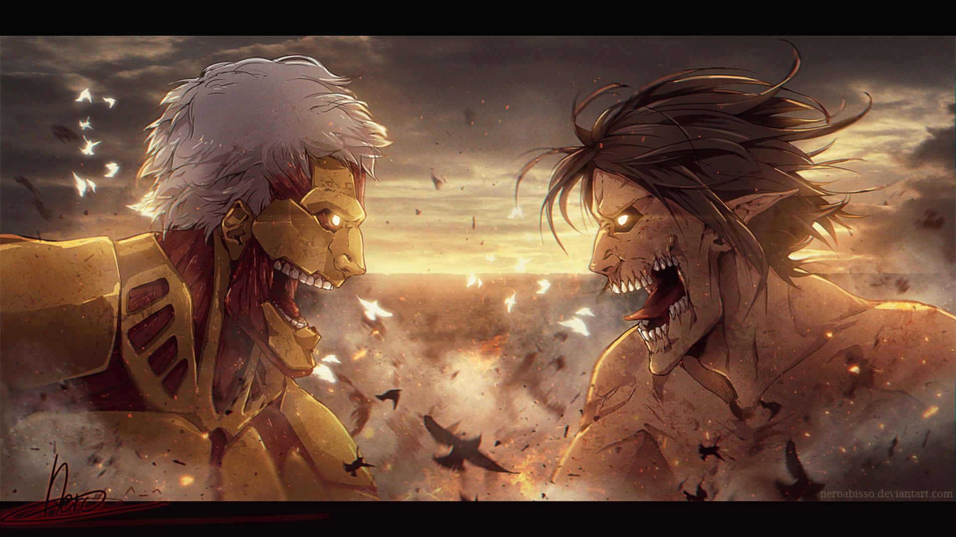 Titan Reiner contra Titan Eren Pfp Fondos de pantalla