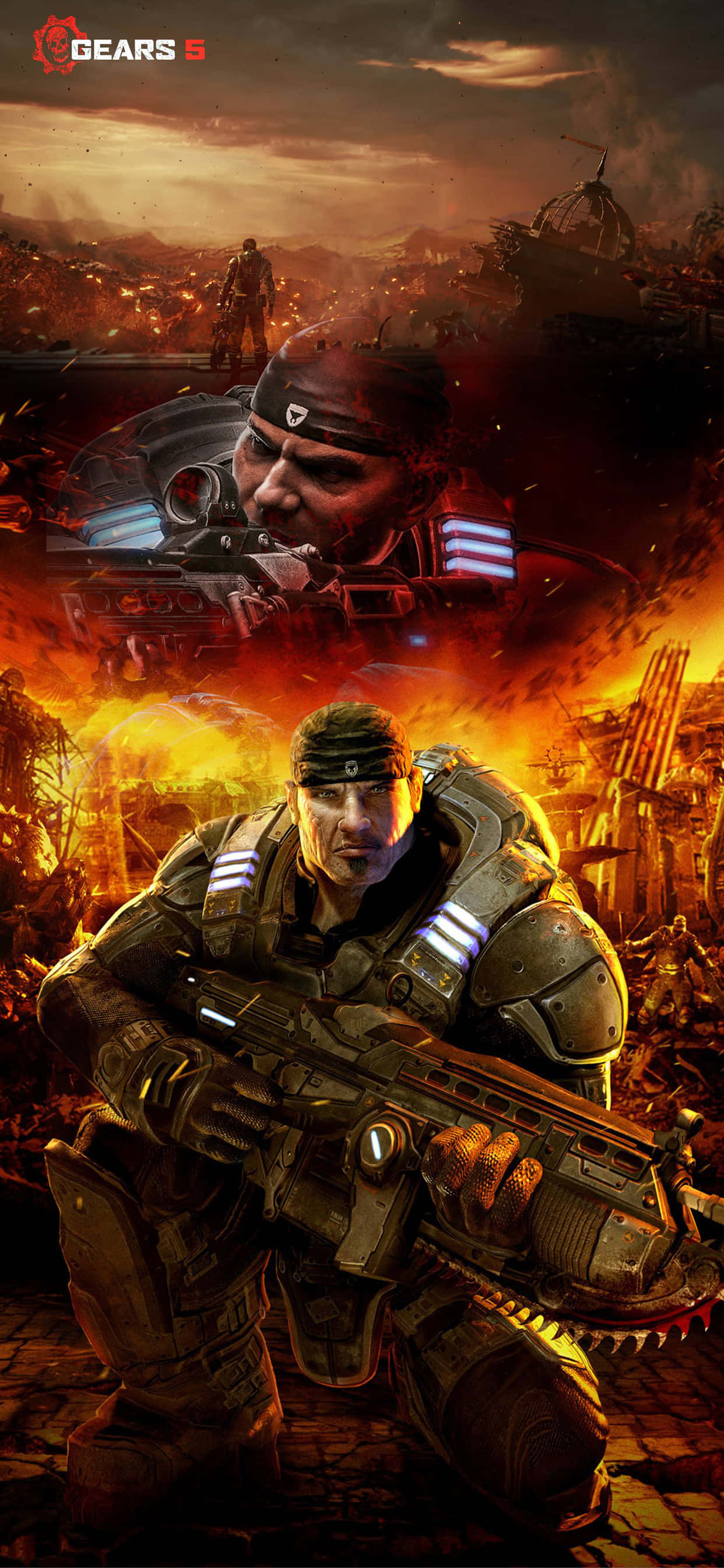 Título: Enérgico Fondo de Pantalla del Juego Gears of War 5 para iPhone XS Max Fondos de pantalla