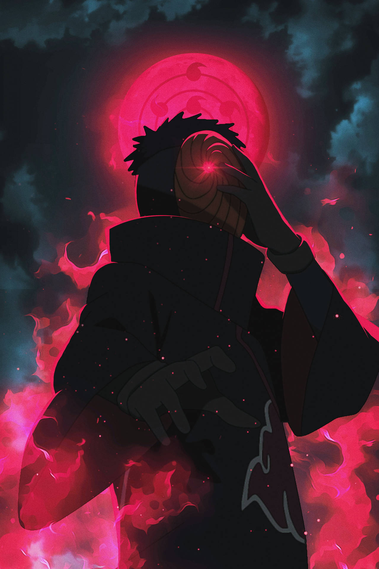 Tobi Naruto Aesthetic Rojo Chakra y Luna Fondos de pantalla