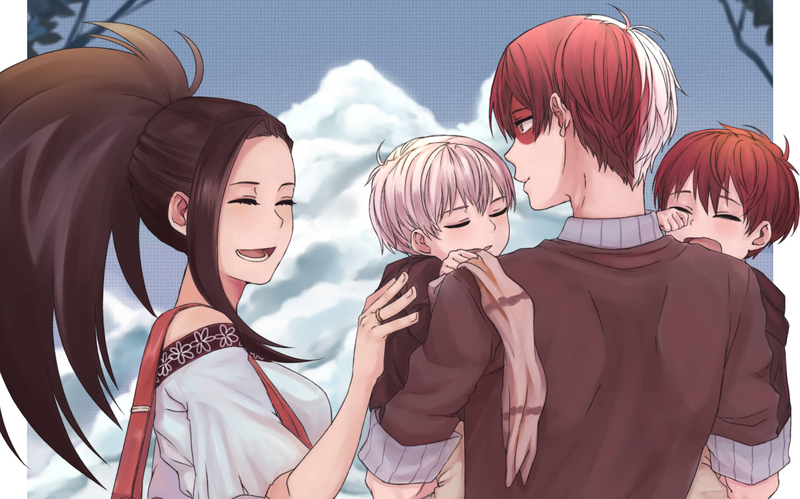 Todoroki tierno con Momo y los niños Fondos de pantalla