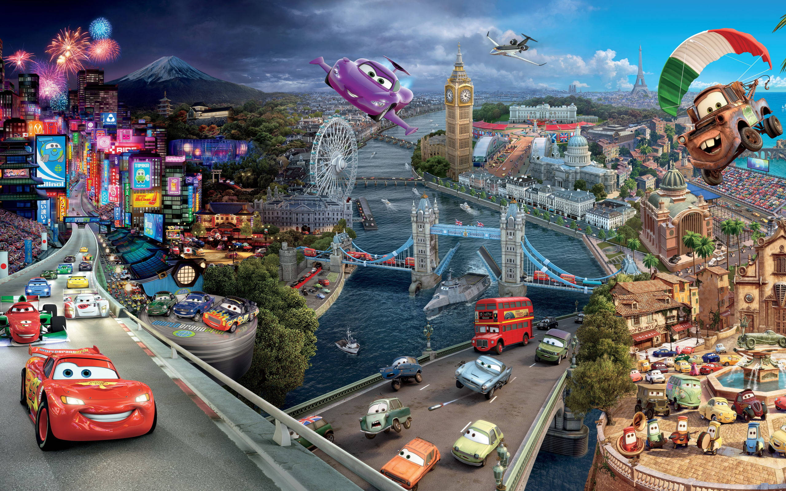 Tokio Londres París Porto Corsa Cars 2 Fondos de pantalla