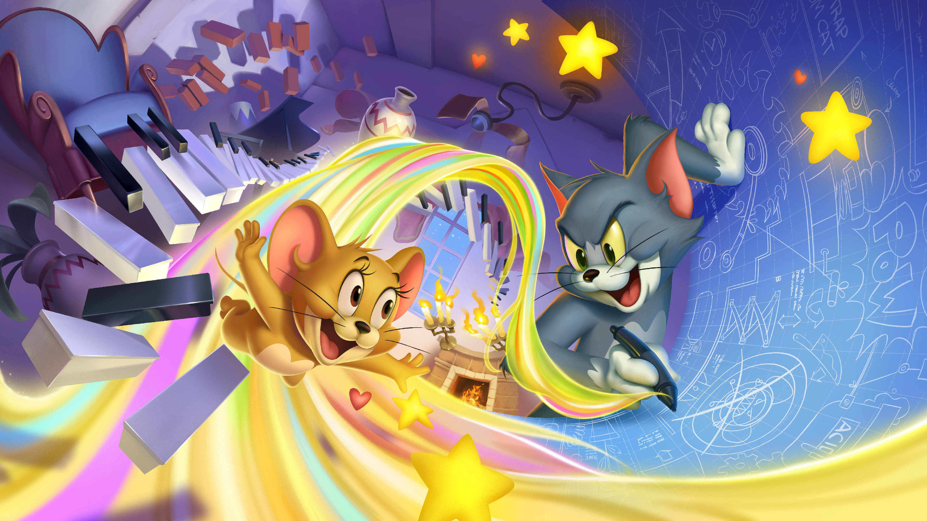 Tom y Jerry estético y colorido en 3D Fondos de pantalla