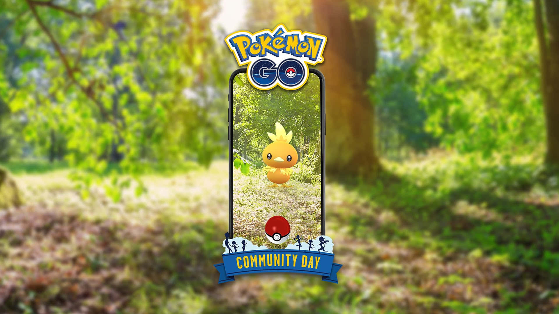 Torchic con el logotipo del Día de la Comunidad de Pokémon Go Fondos de pantalla