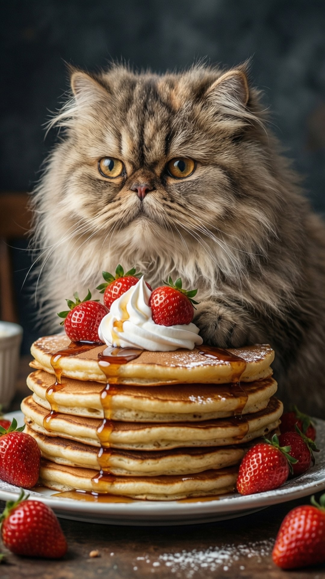Torre de panqueques con gato Fondos de pantalla