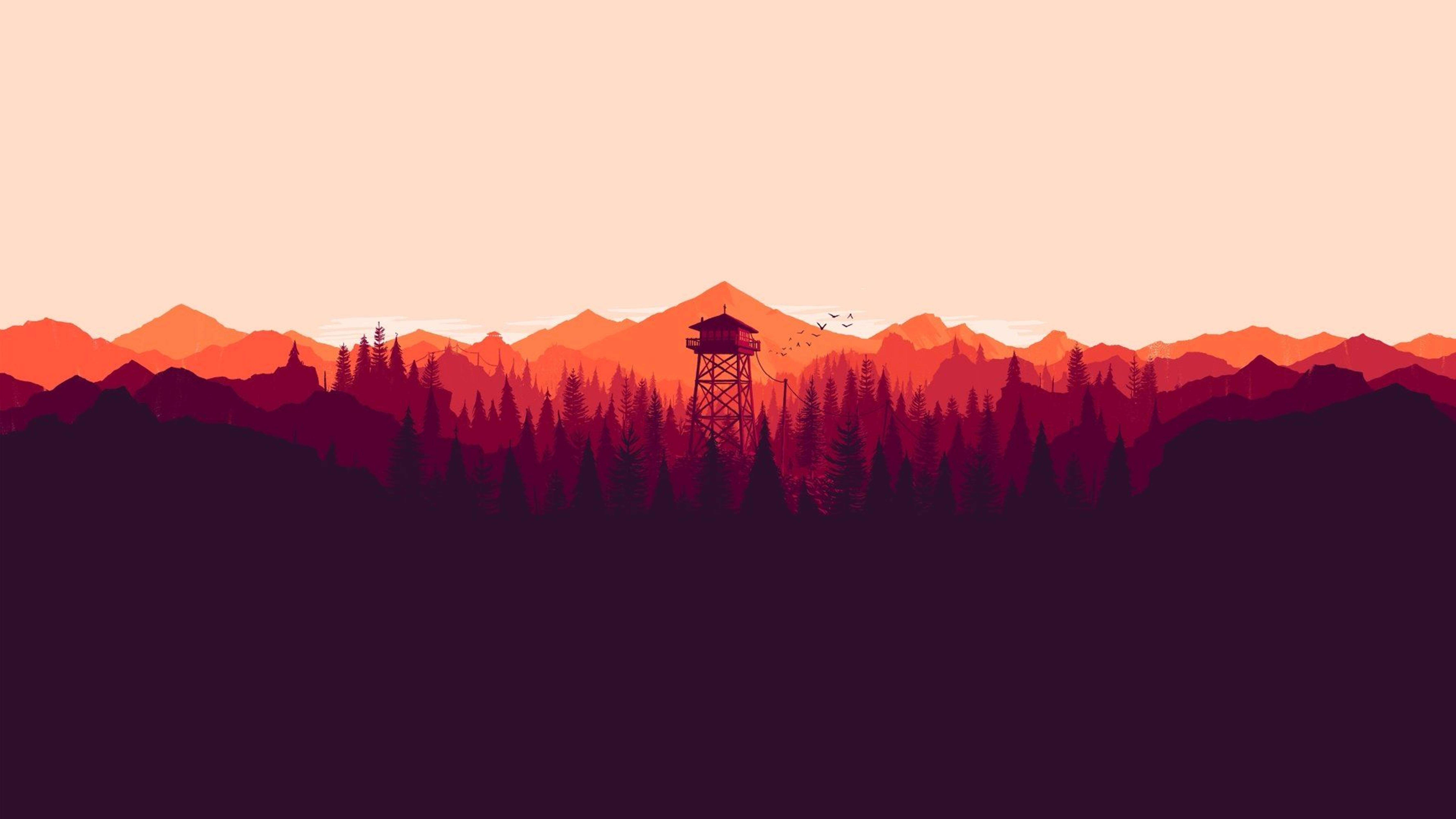 Torre de vigilancia 4K degradado púrpura Fondos de pantalla