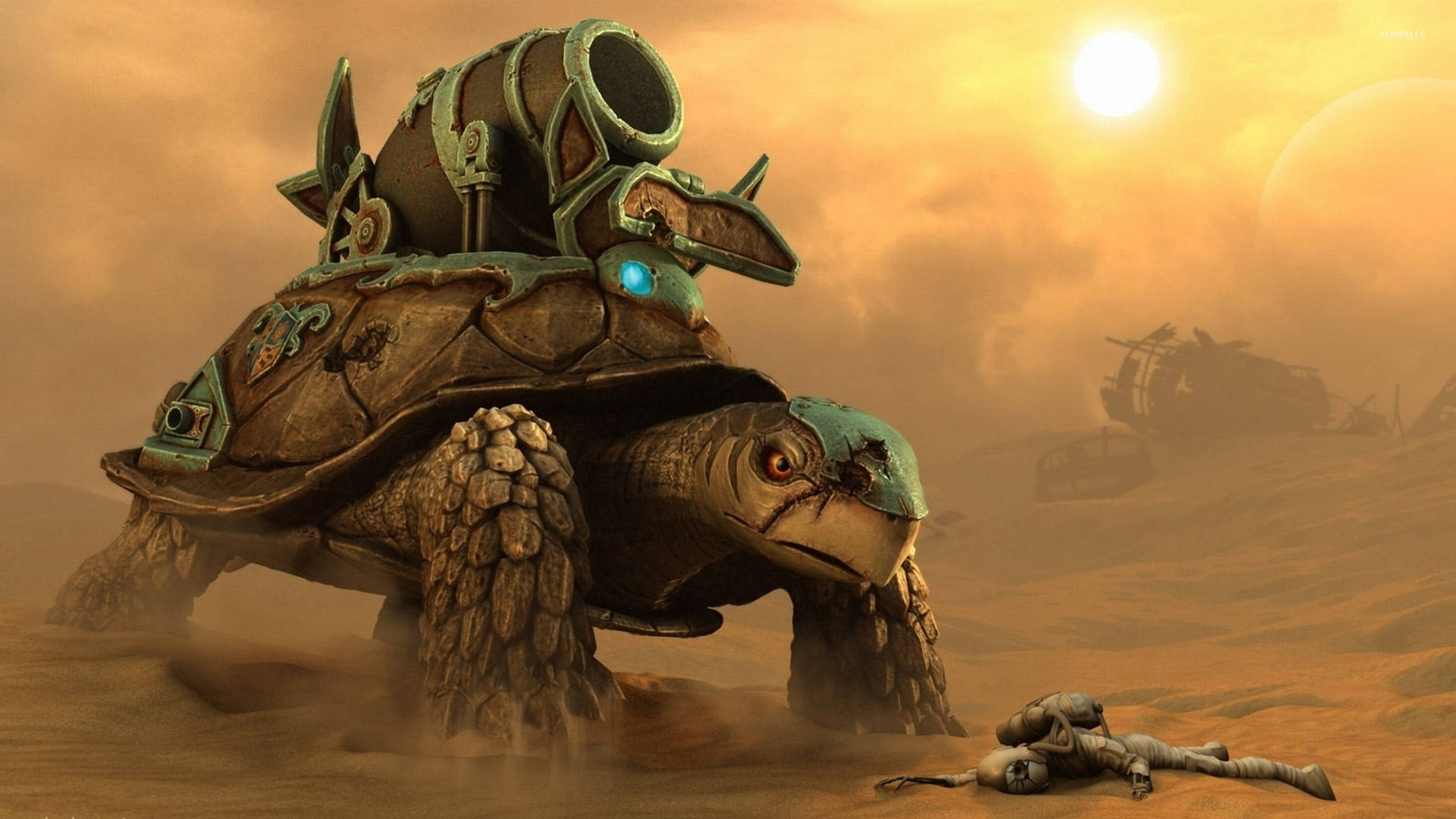Tortuga genial de fantasía en el desierto Fondos de pantalla