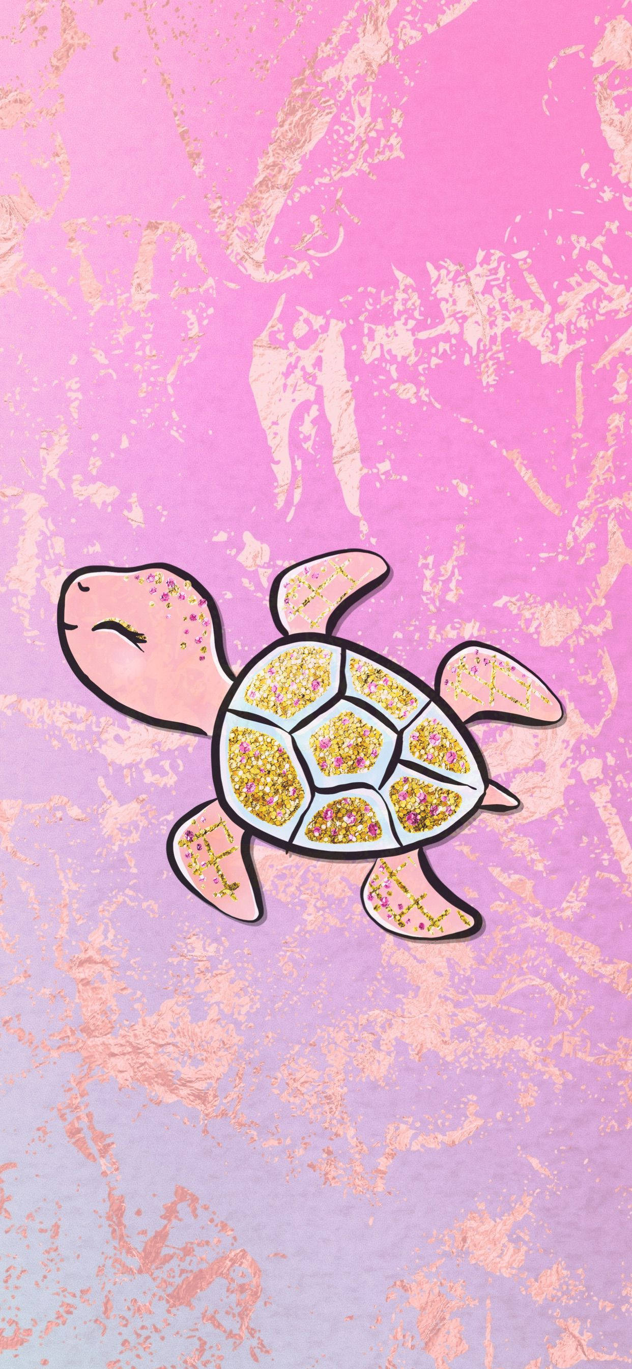 Tortuga Rosada Brillante y Linda Fondos de pantalla