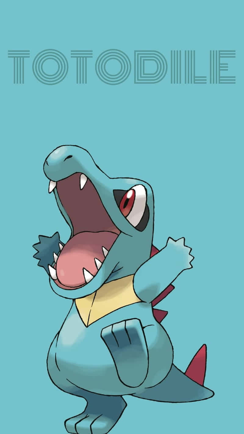 Totodile con nombre en fondo azul Fondos de pantalla