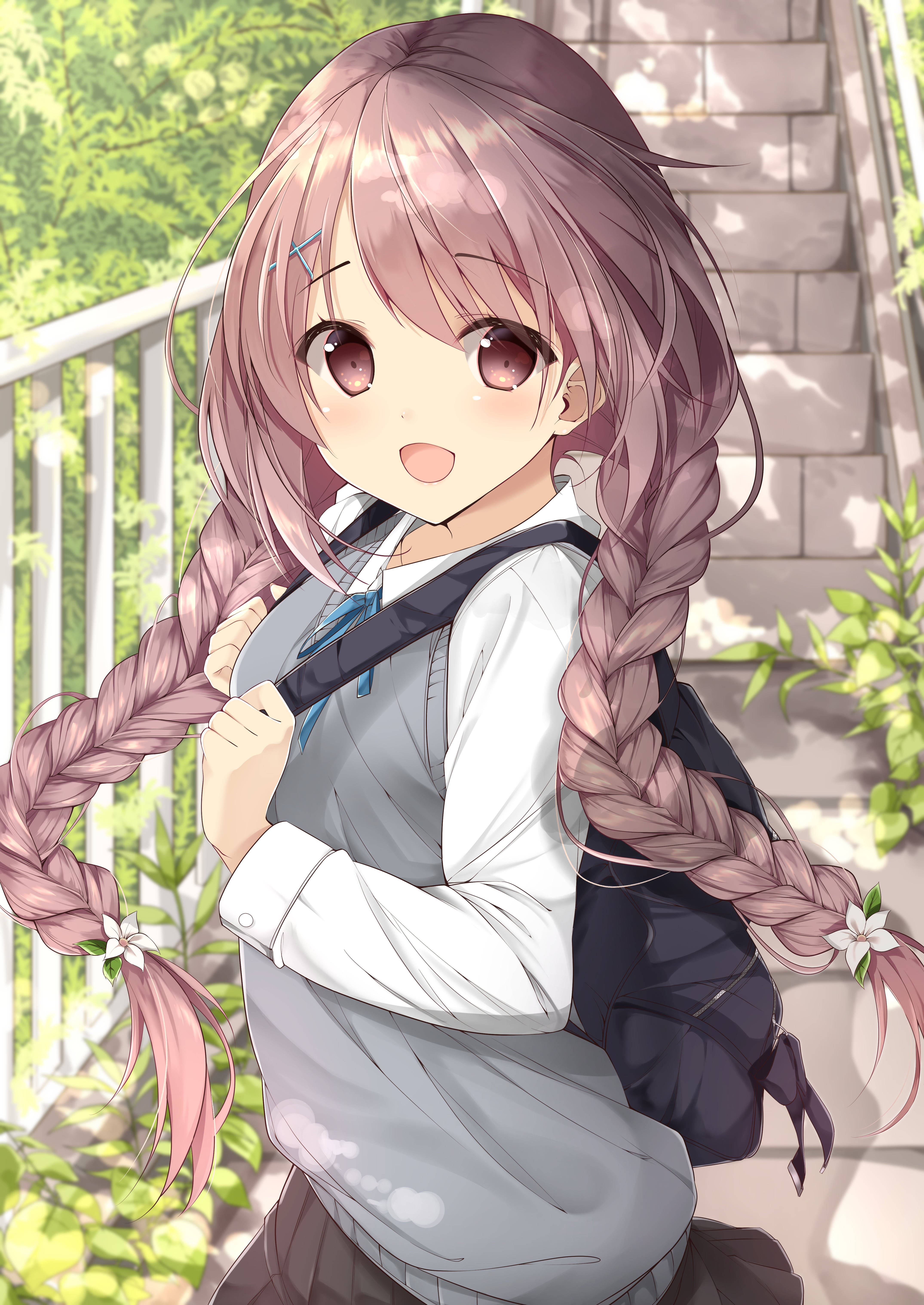 Trenzas de Chica Anime Fondos de pantalla