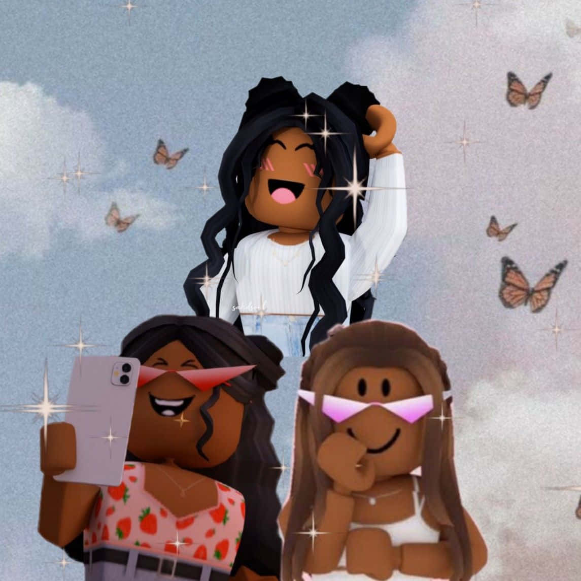 Tres chicas de Roblox con mariposas Fondos de pantalla