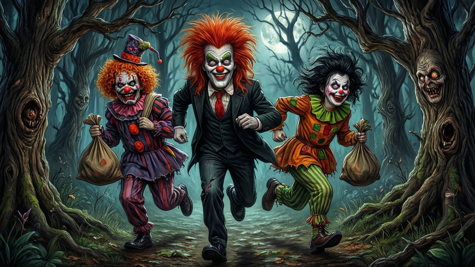 Trick-or-Treaters en el Bosque Fondos de pantalla
