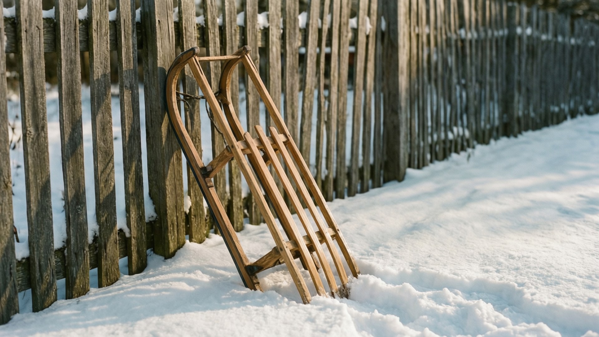 Trineo de Madera en la Nieve Fondos de pantalla