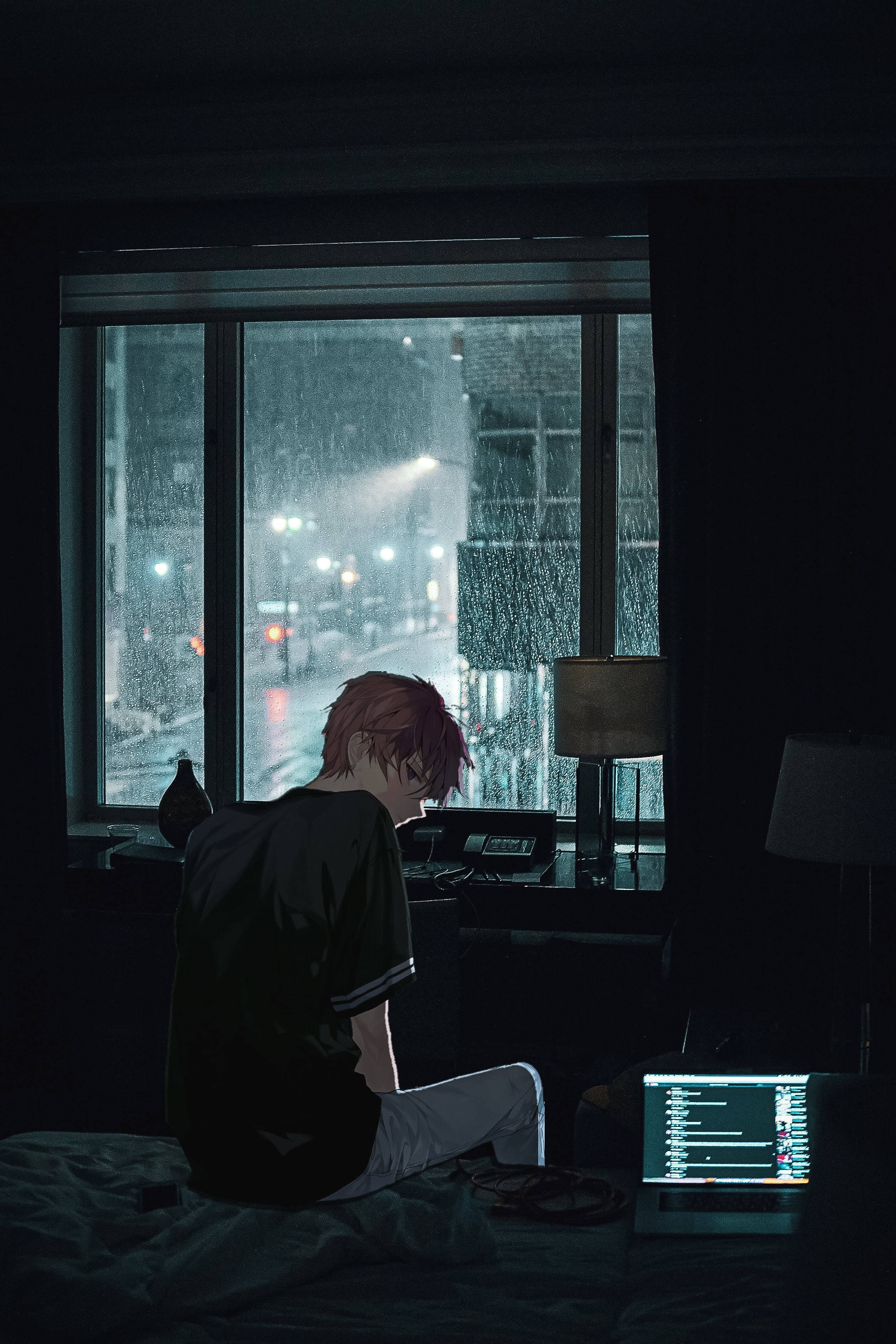 Triste Anime en Habitación Oscura Estética Fondos de pantalla