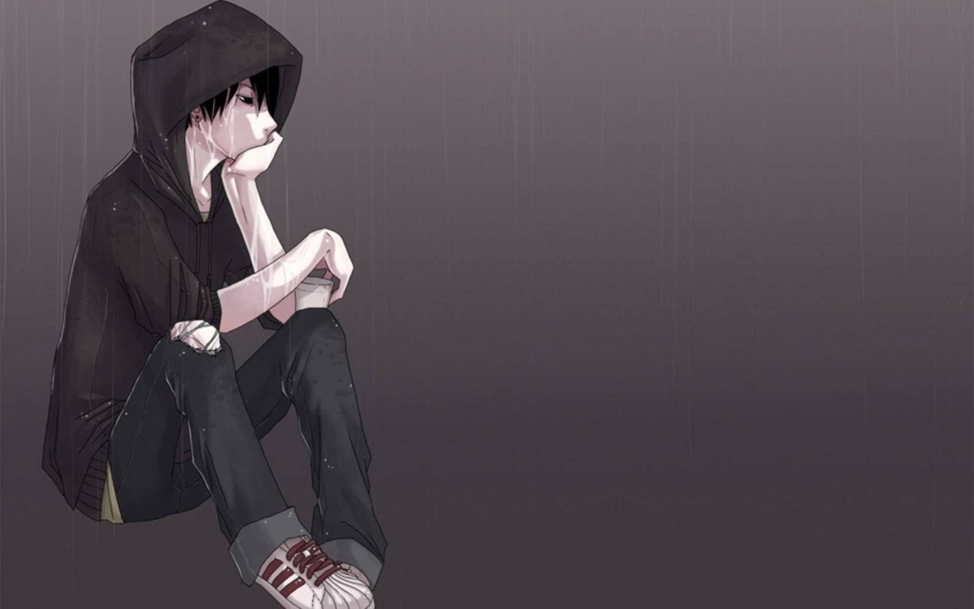 Triste estética sudadera negra anime Fondos de pantalla