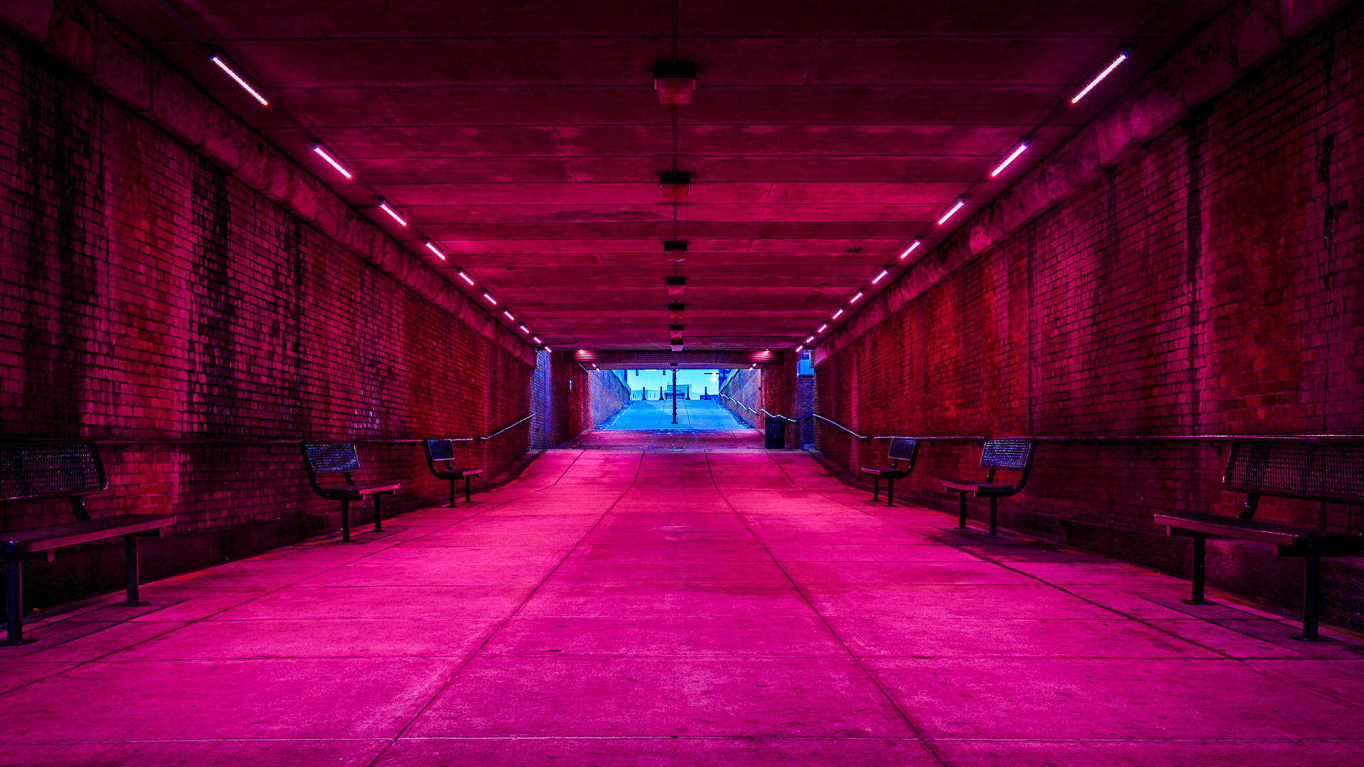 Túnel subterráneo neón rosa Fondos de pantalla