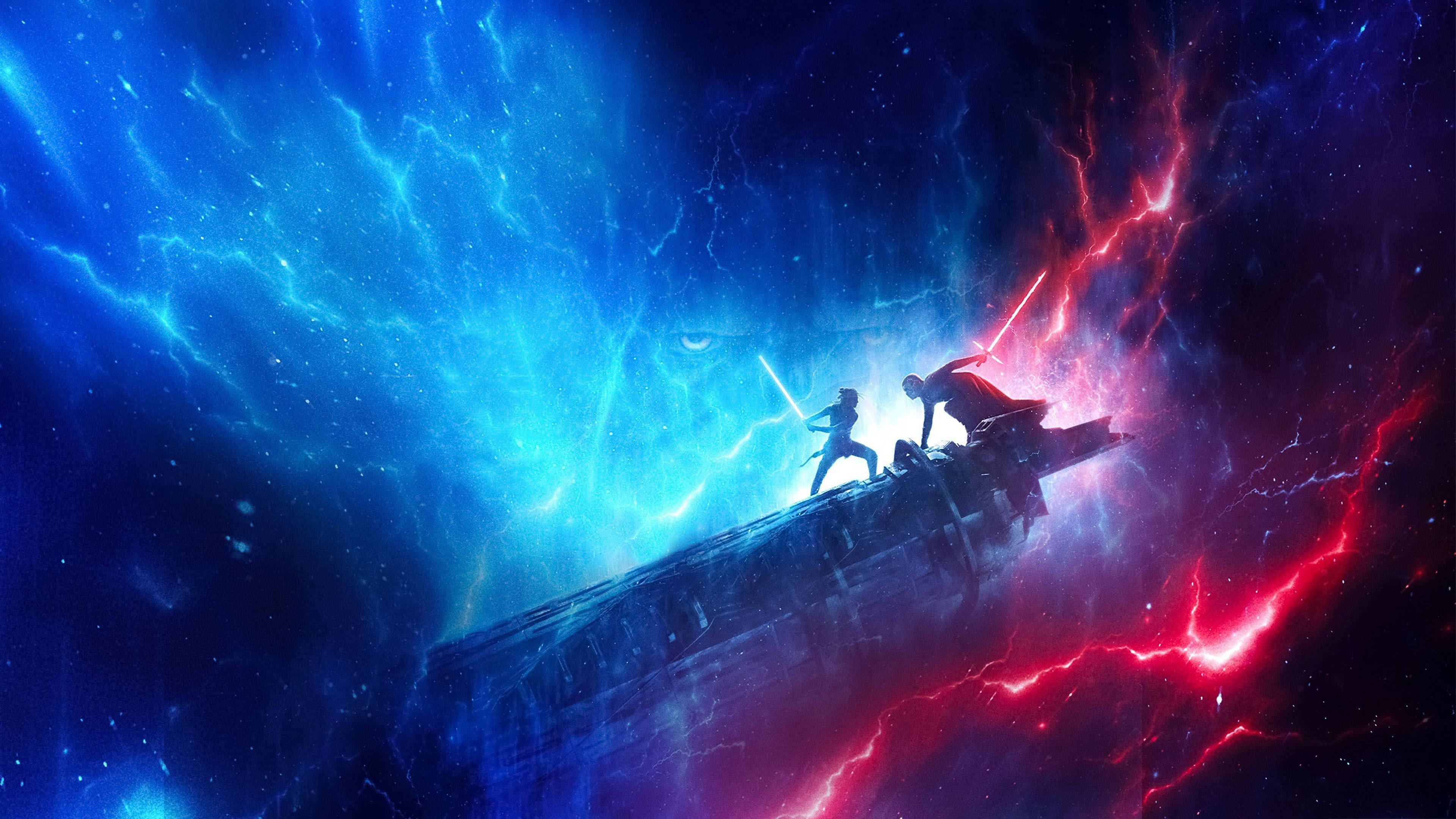 TV 4K Star Wars Rey Kylo Ren Azul y Rojo Fondos de pantalla