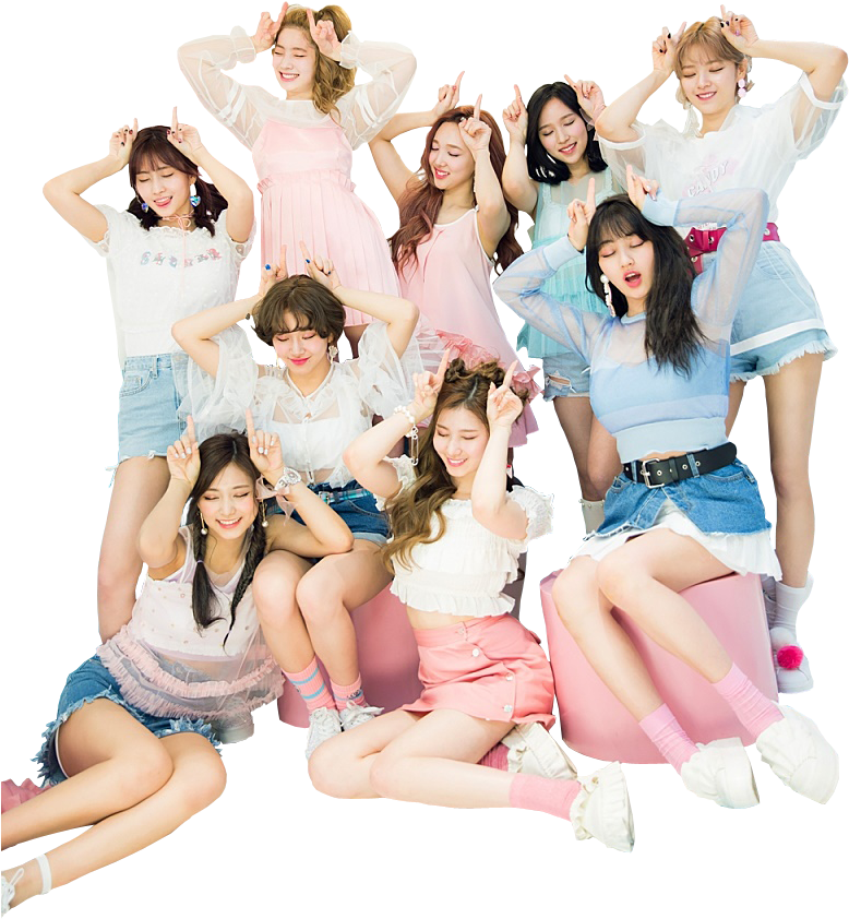 Twice Kpop Grupo Posando Atuendos Alegres Fondos de pantalla