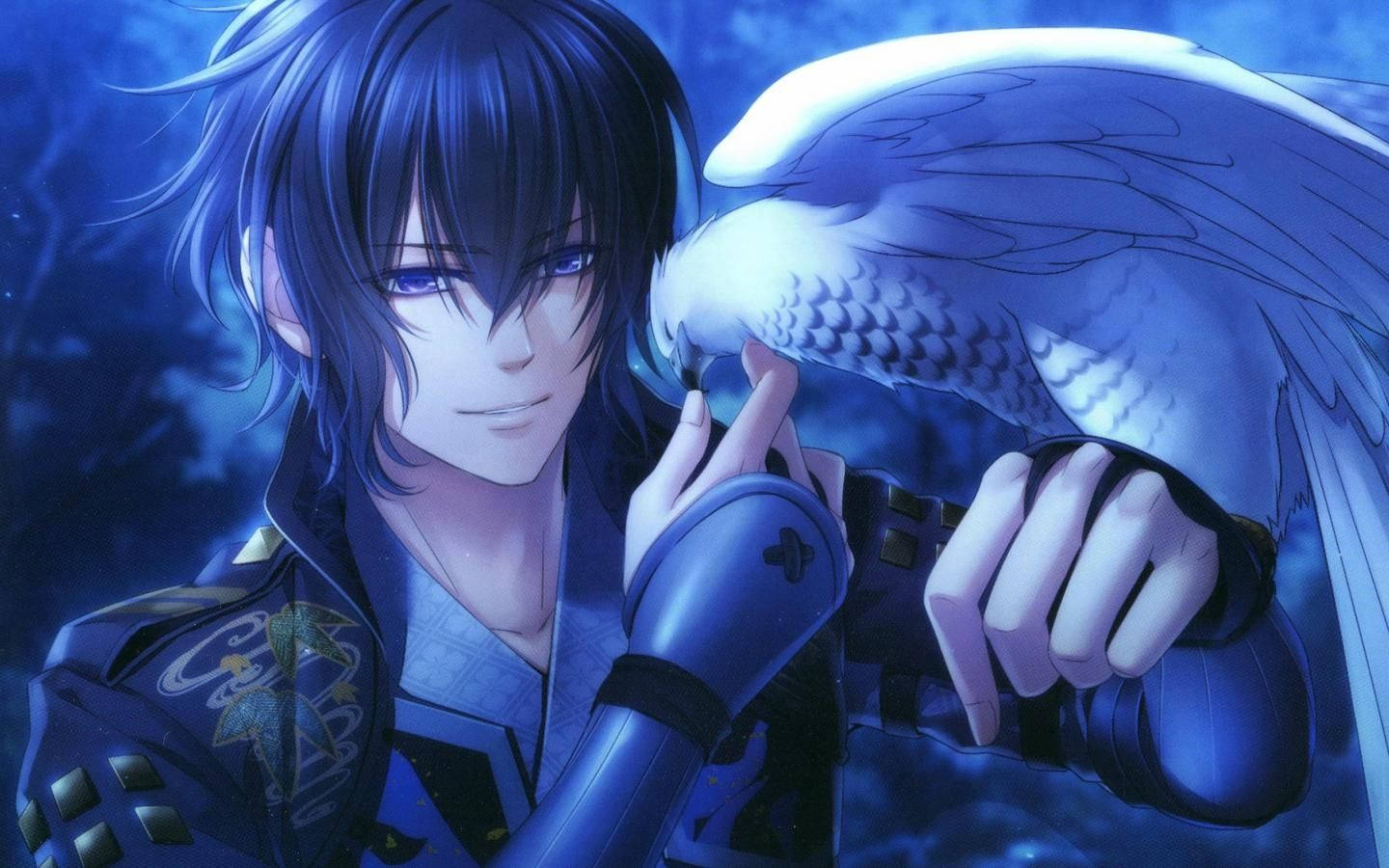 Fondo de pantalla de apuesto chico anime y águila