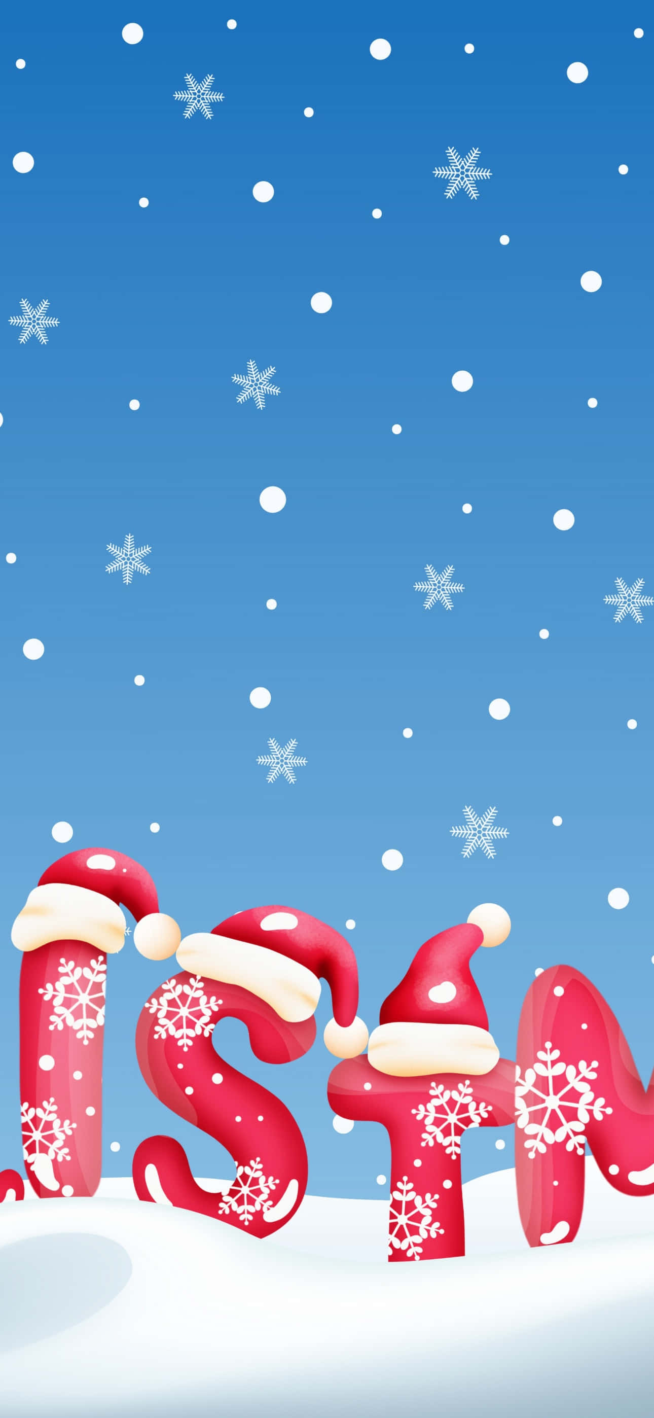 un árbol de navidad con gorros de santa y copos de nieve Fondos de pantalla