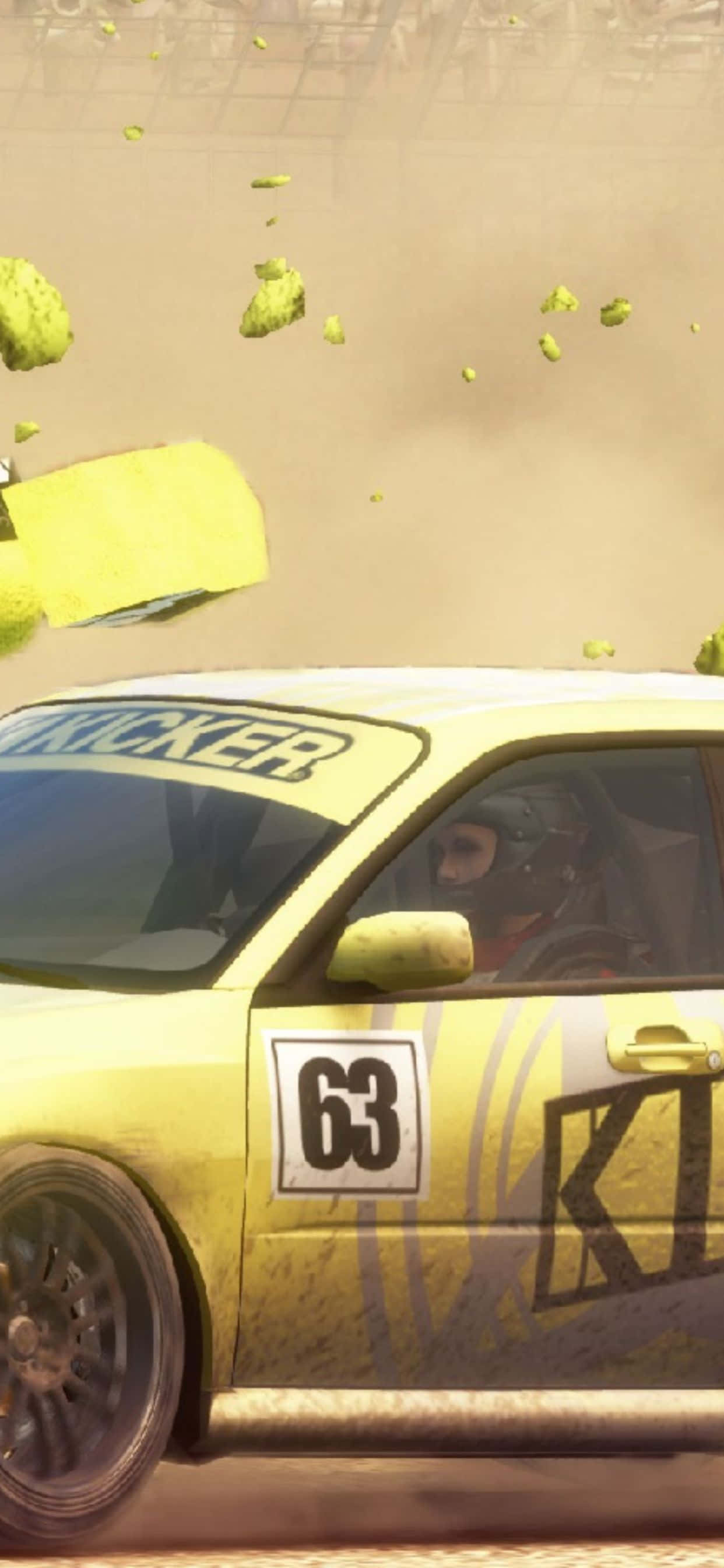 un auto amarillo conduciendo por la tierra Fondos de pantalla