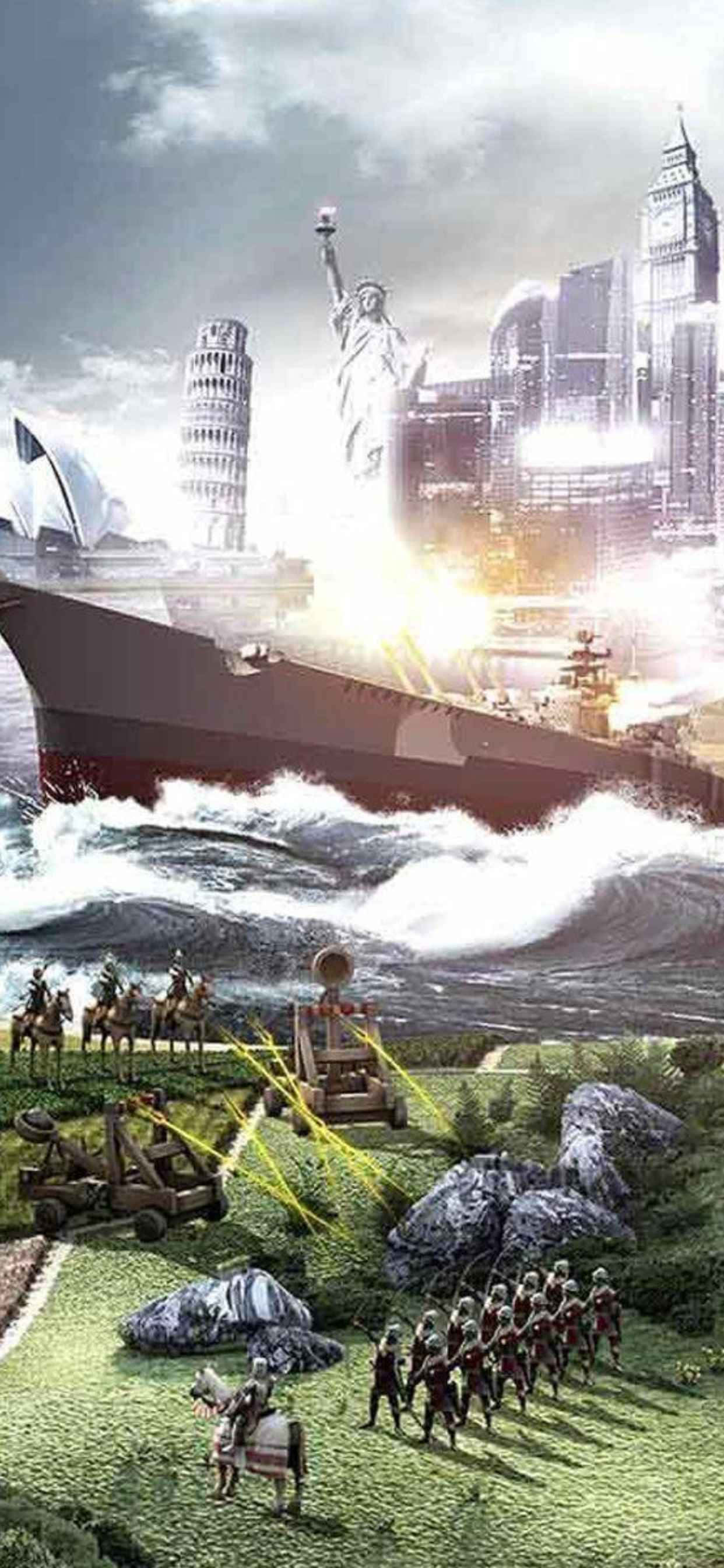 Un barco militar está en el agua con soldados Fondos de pantalla