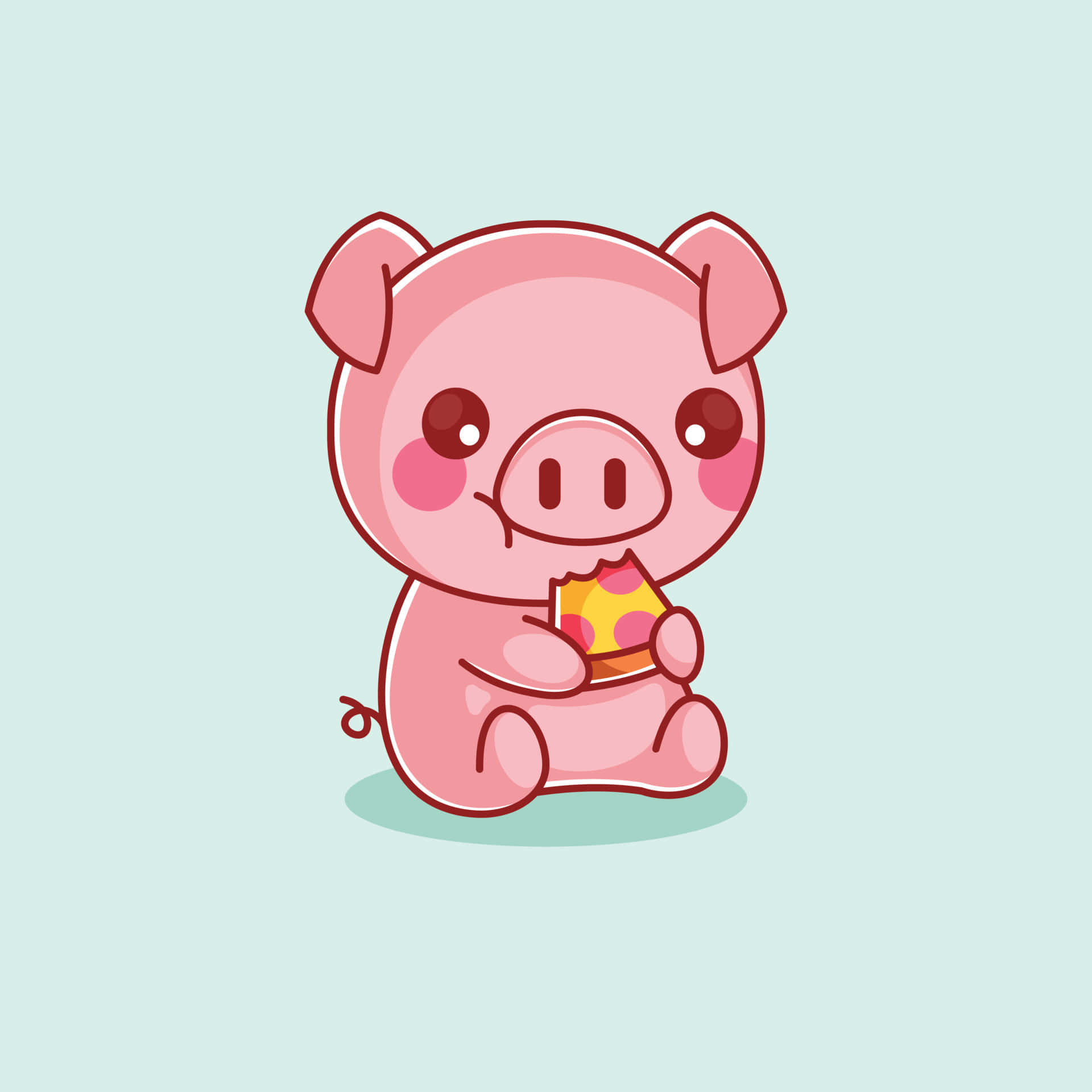 un cerdito lindo sosteniendo una galleta Fondos de pantalla