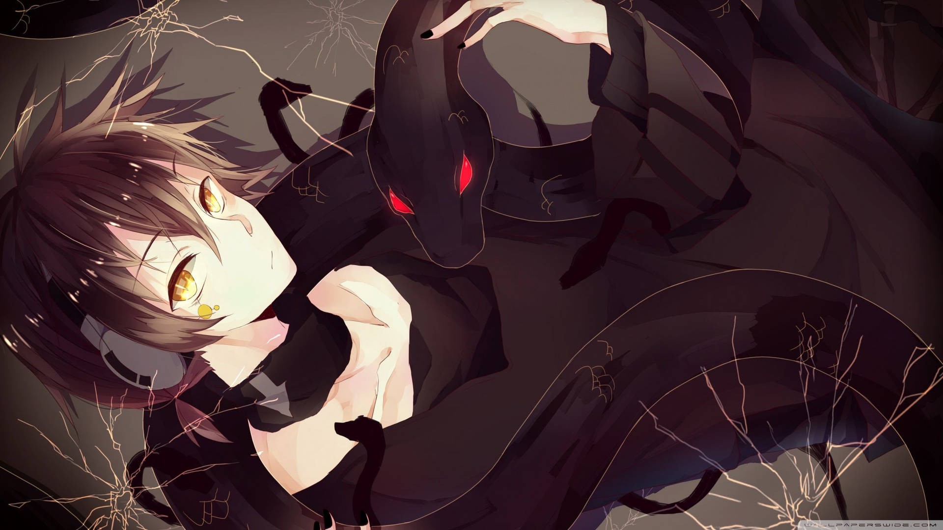 Fondo de pantalla de chico anime con serpiente negra