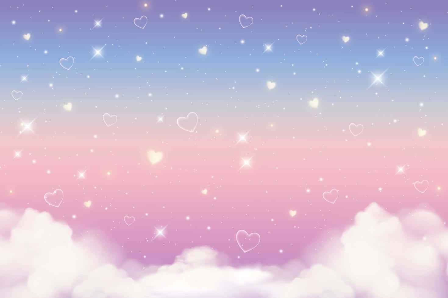 un cielo rosa y morado con nubes y corazones Fondos de pantalla