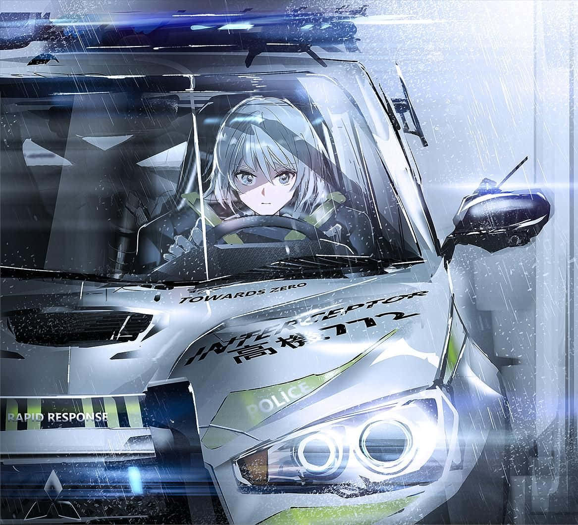 un coche de policía con una niña en el asiento del conductor Fondos de pantalla
