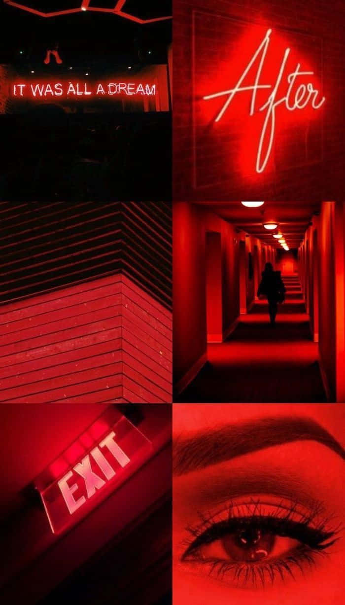 un collage de luces rojas y un letrero de salida rojo Fondos de pantalla