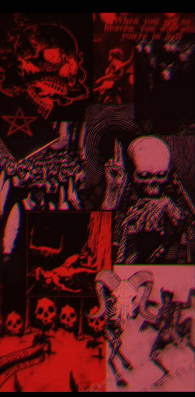 un collage rojo y negro de imágenes Fondos de pantalla
