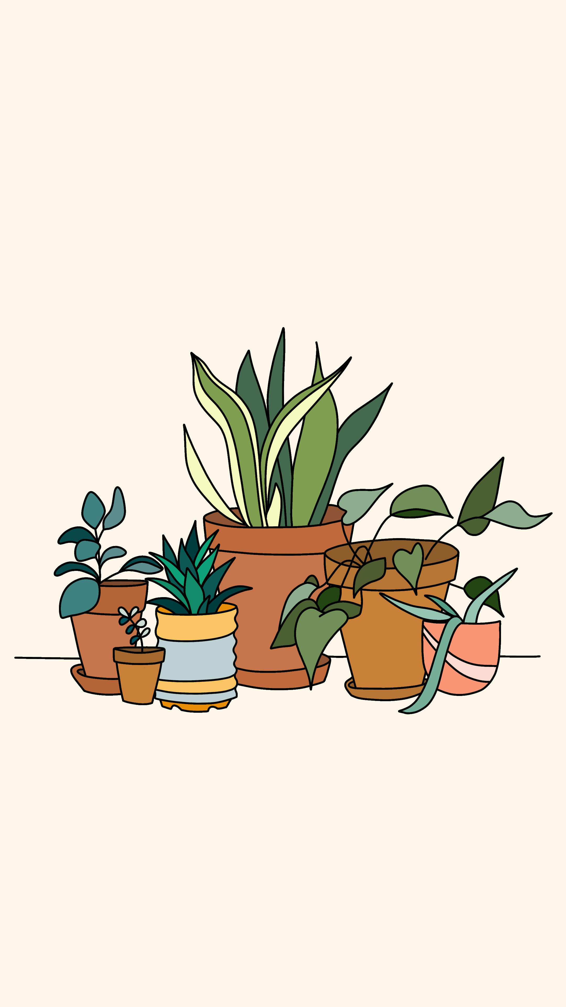 un conjunto de plantas en maceta en fila Fondos de pantalla