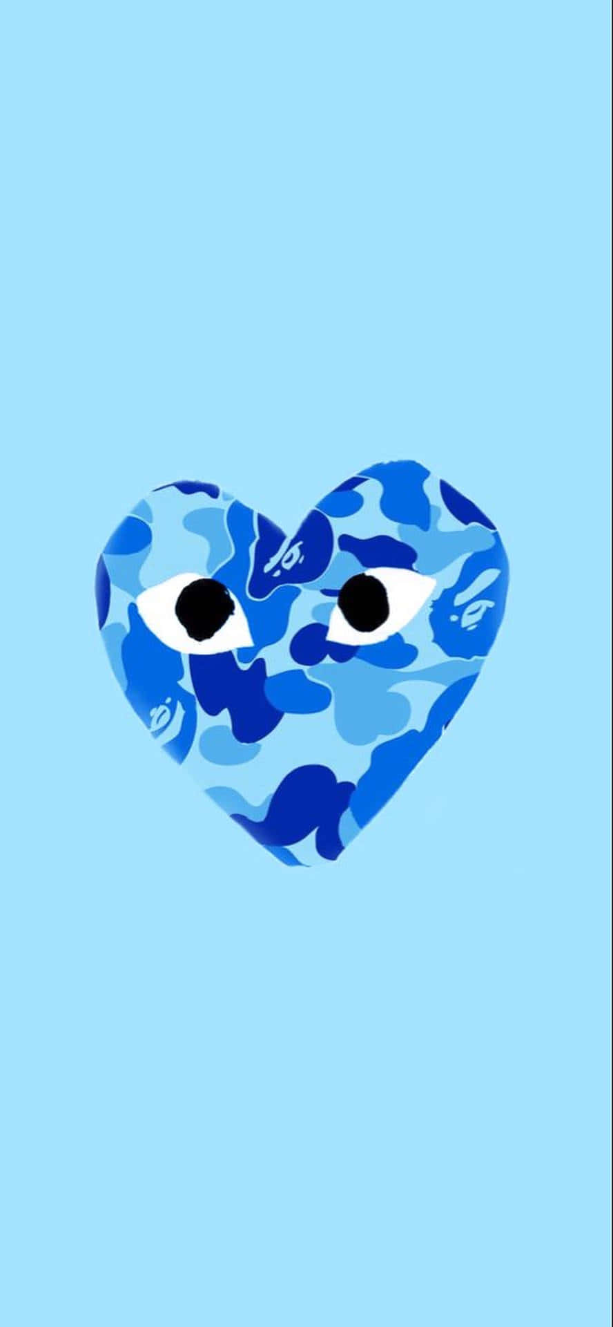 un corazón de camuflaje azul con ojos Fondos de pantalla