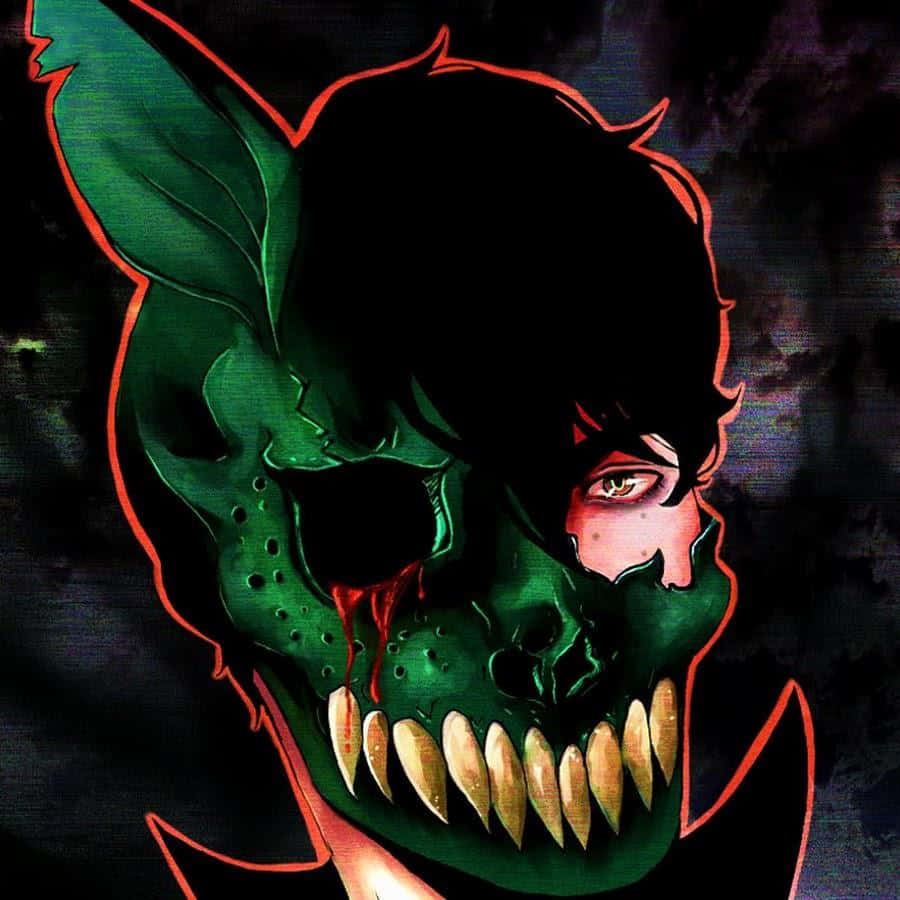 un cráneo verde con cara ensangrentada Fondos de pantalla