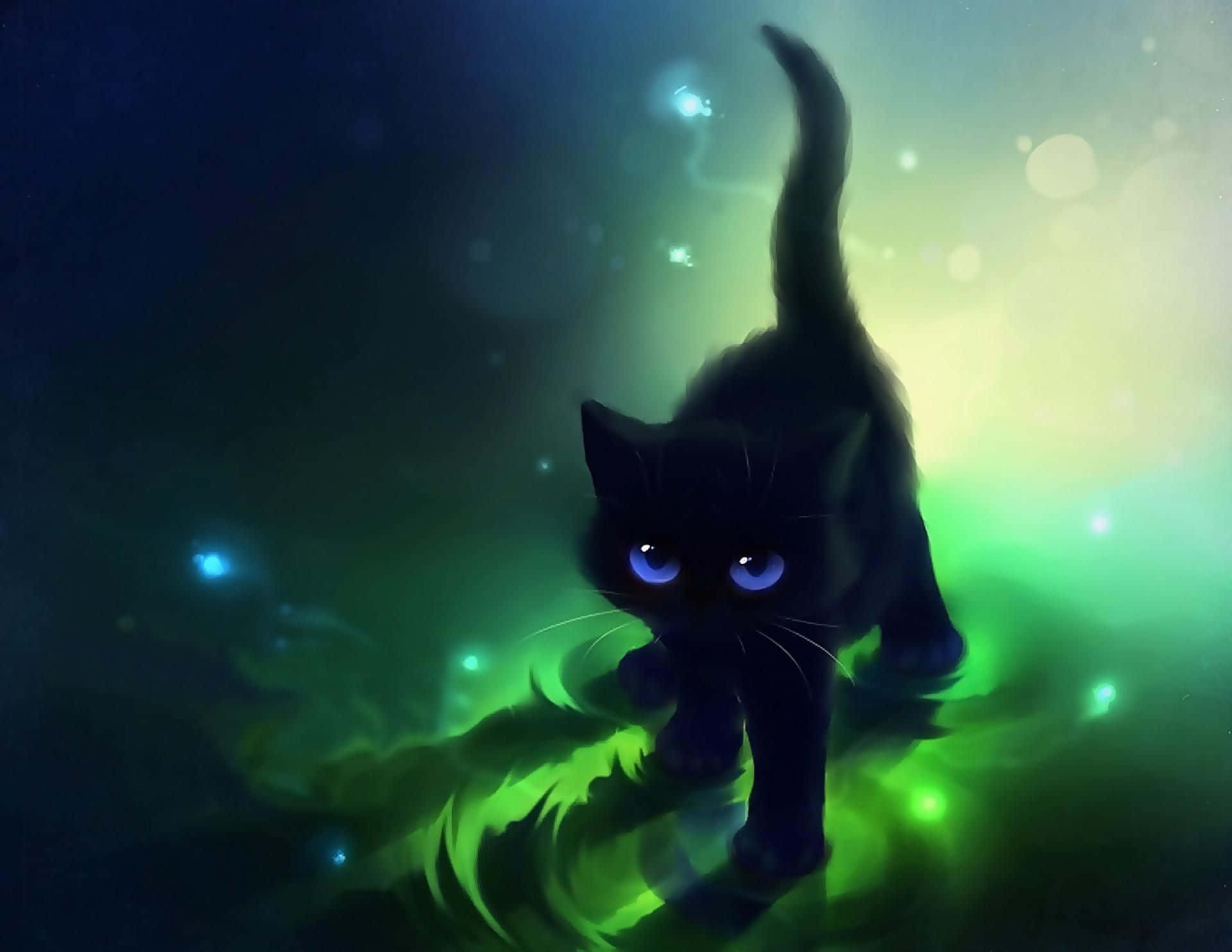 Un curioso gato anime salta al aire Fondos de pantalla