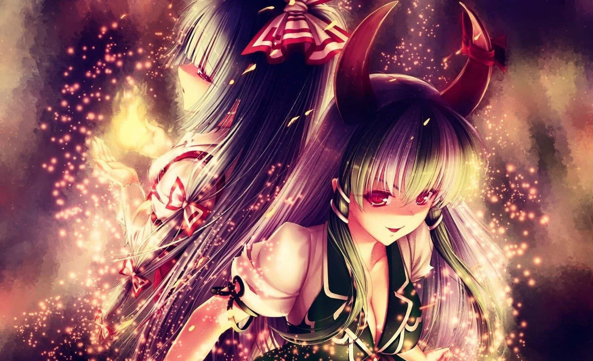 Un demonio de anime amenazante envuelto en sombras. Fondos de pantalla