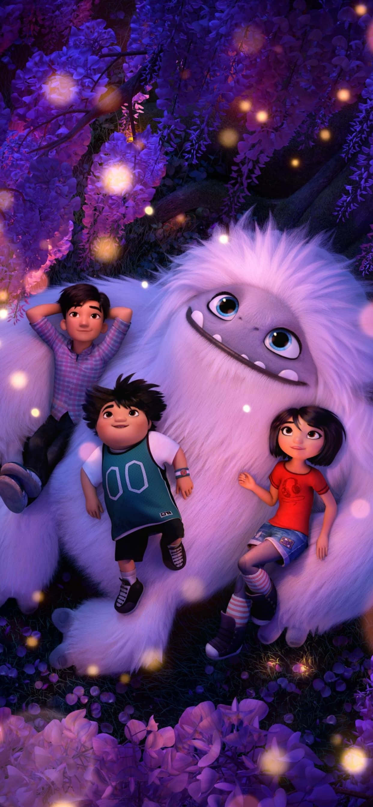 un dibujo animado con un gran monstruo blanco y niños Fondos de pantalla