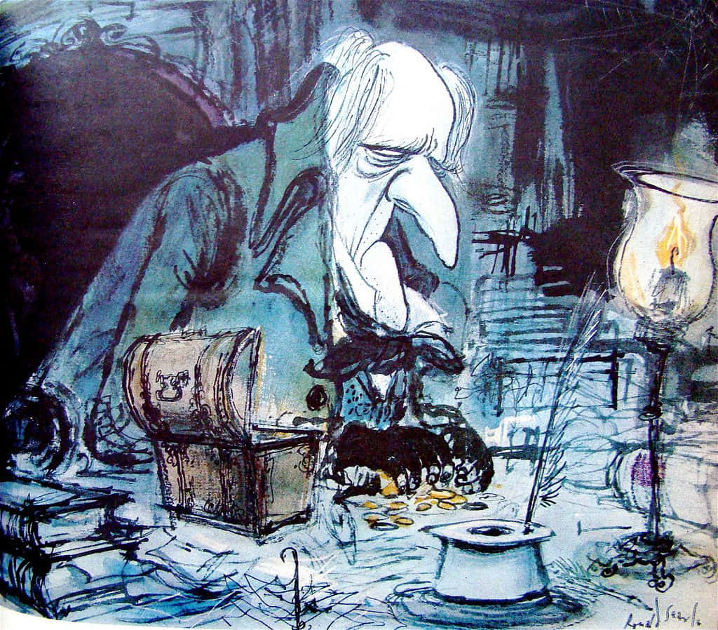 un dibujo de un hombre sentado en una mesa Fondos de pantalla