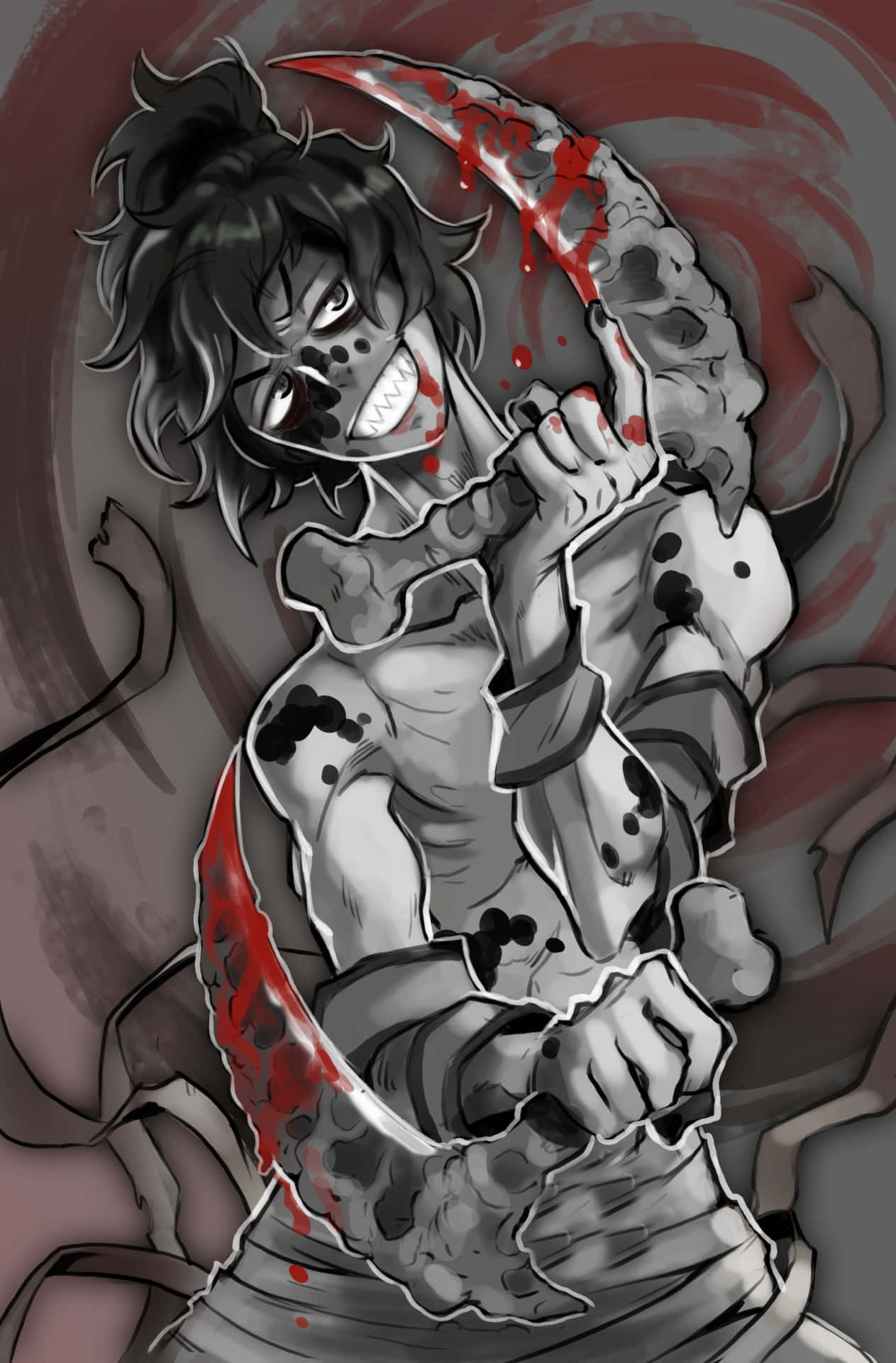 un dibujo de una chica sosteniendo un cuchillo Fondos de pantalla