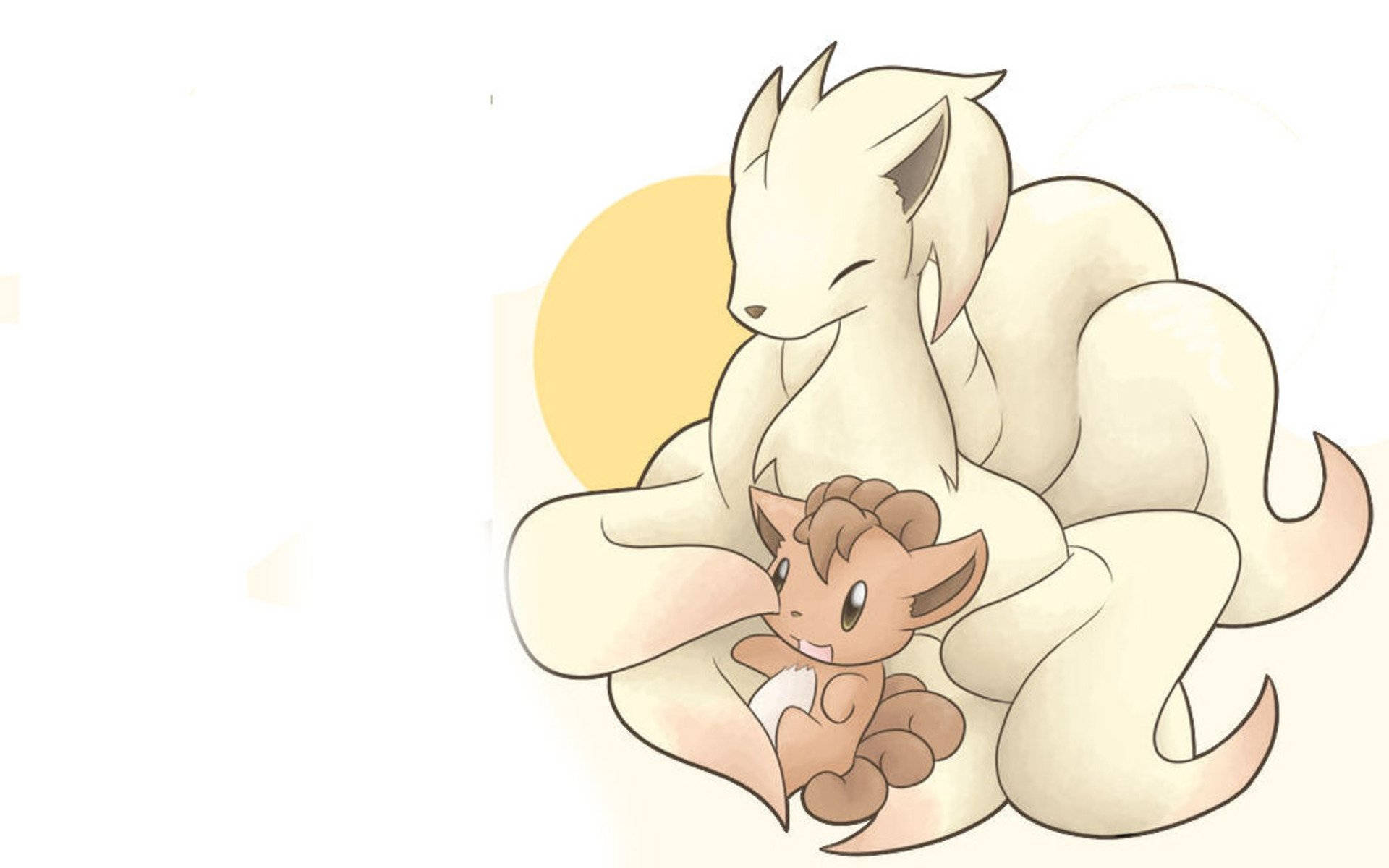 Un dibujo sencillo de Ninetales y Vulpix Fondos de pantalla