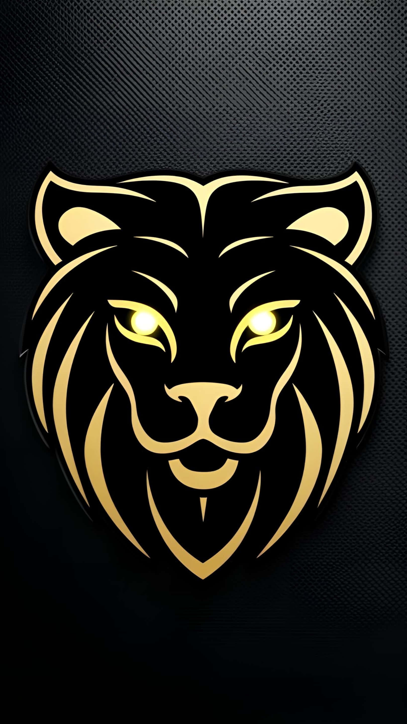 Un elegante emblema de cabeza de león en negro y dorado Fondos de pantalla