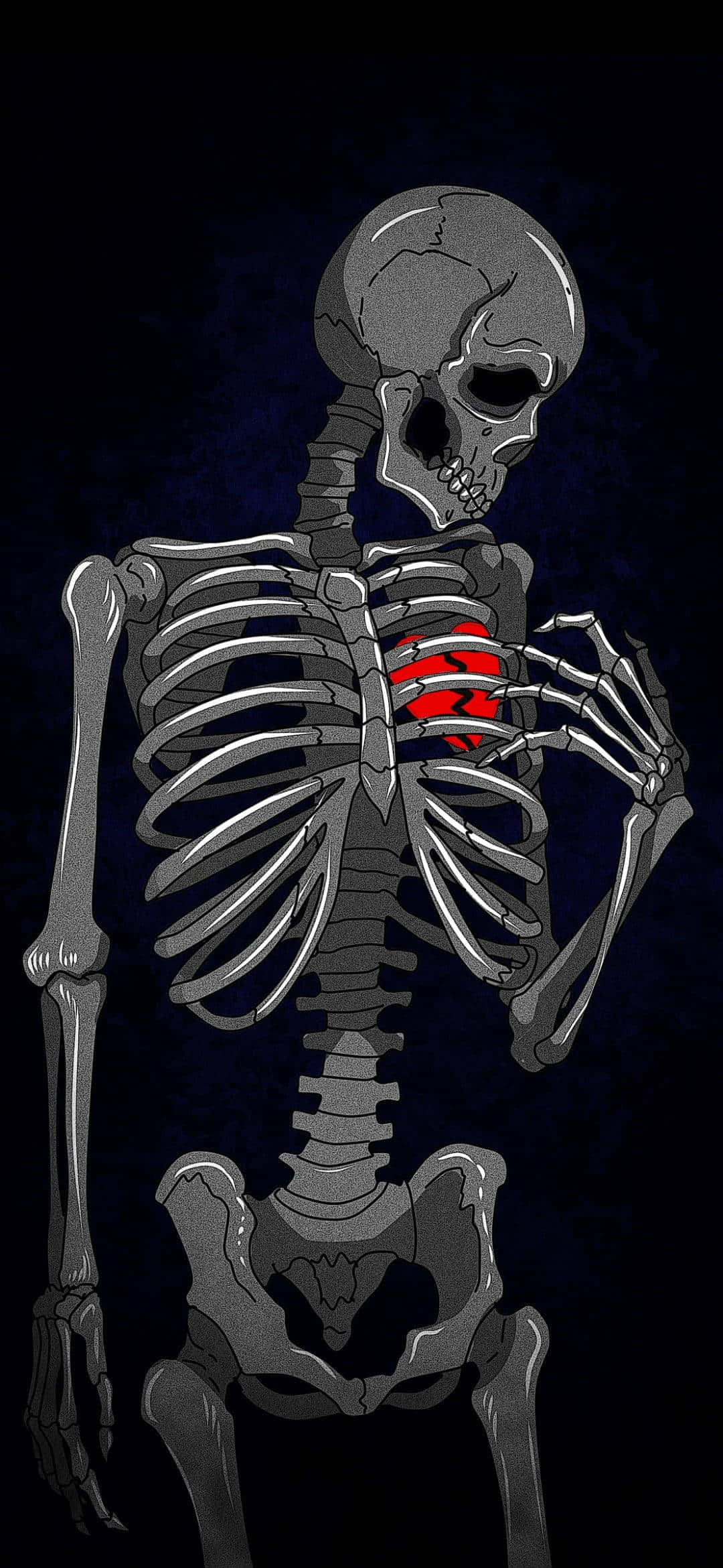 un esqueleto con un corazón rojo en el pecho Fondos de pantalla