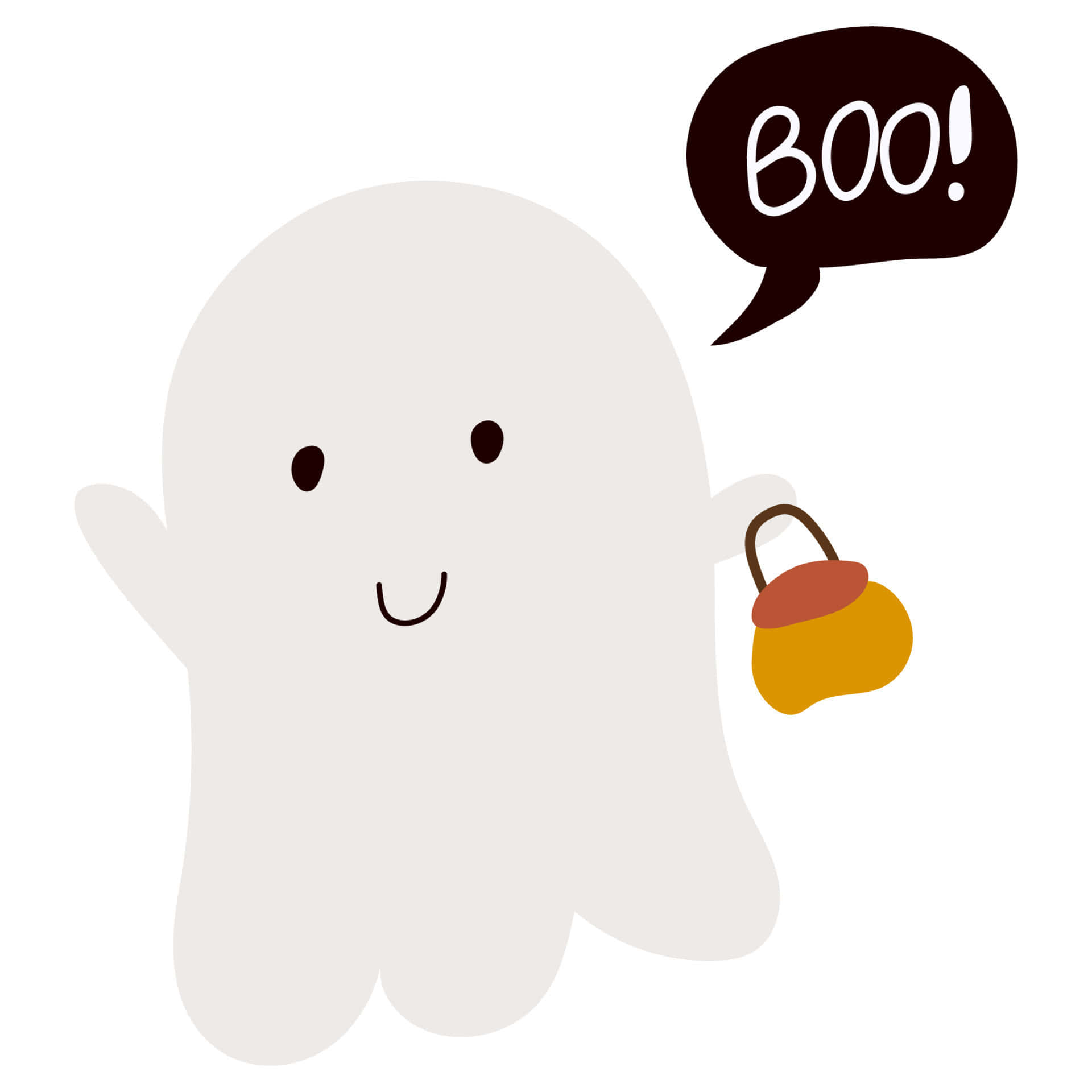 un fantasma de caricatura con una bolsa y un globo de diálogo Fondos de pantalla