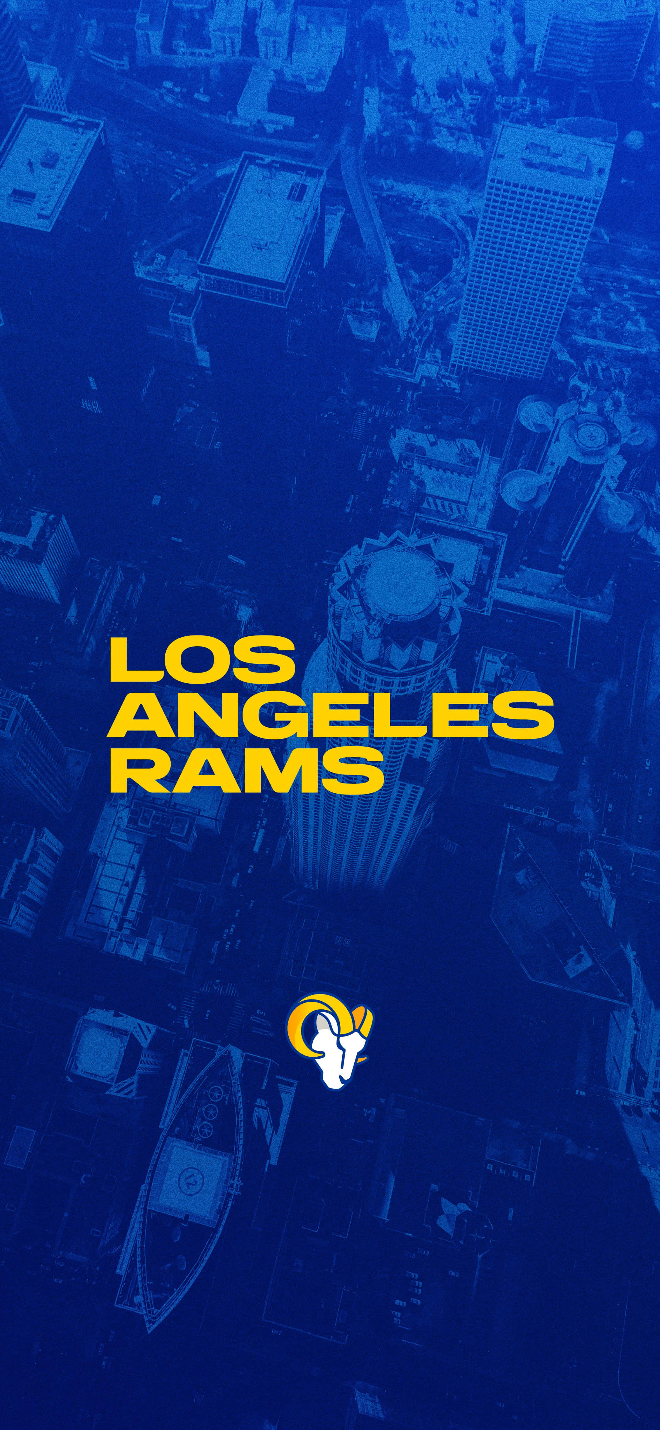 Un fondo azul y amarillo con las palabras Los Angeles Rams Fondos de pantalla