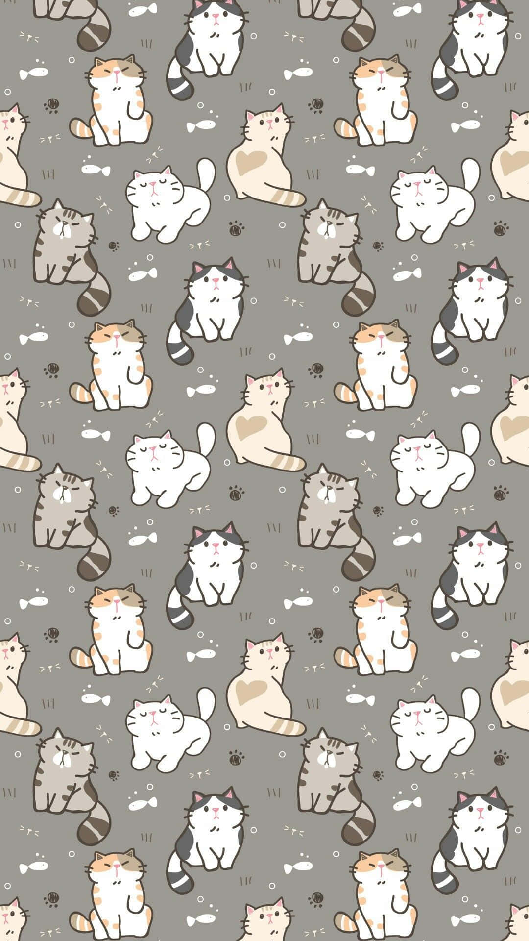 Un fondo cubierto con un patrón de gatos adorables para alegrar tu día Fondos de pantalla