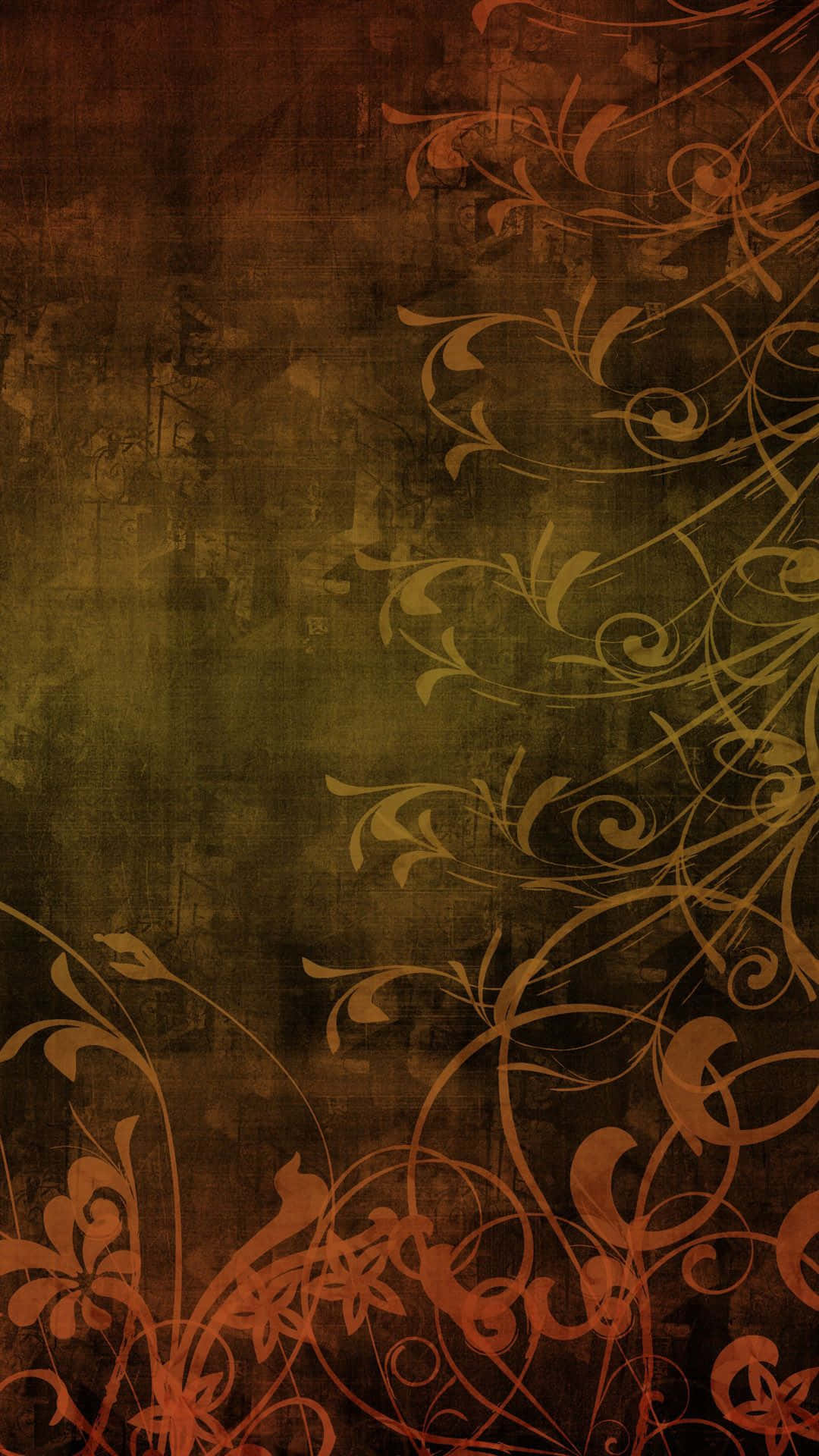 un fondo marrón y naranja con un patrón floral Fondos de pantalla