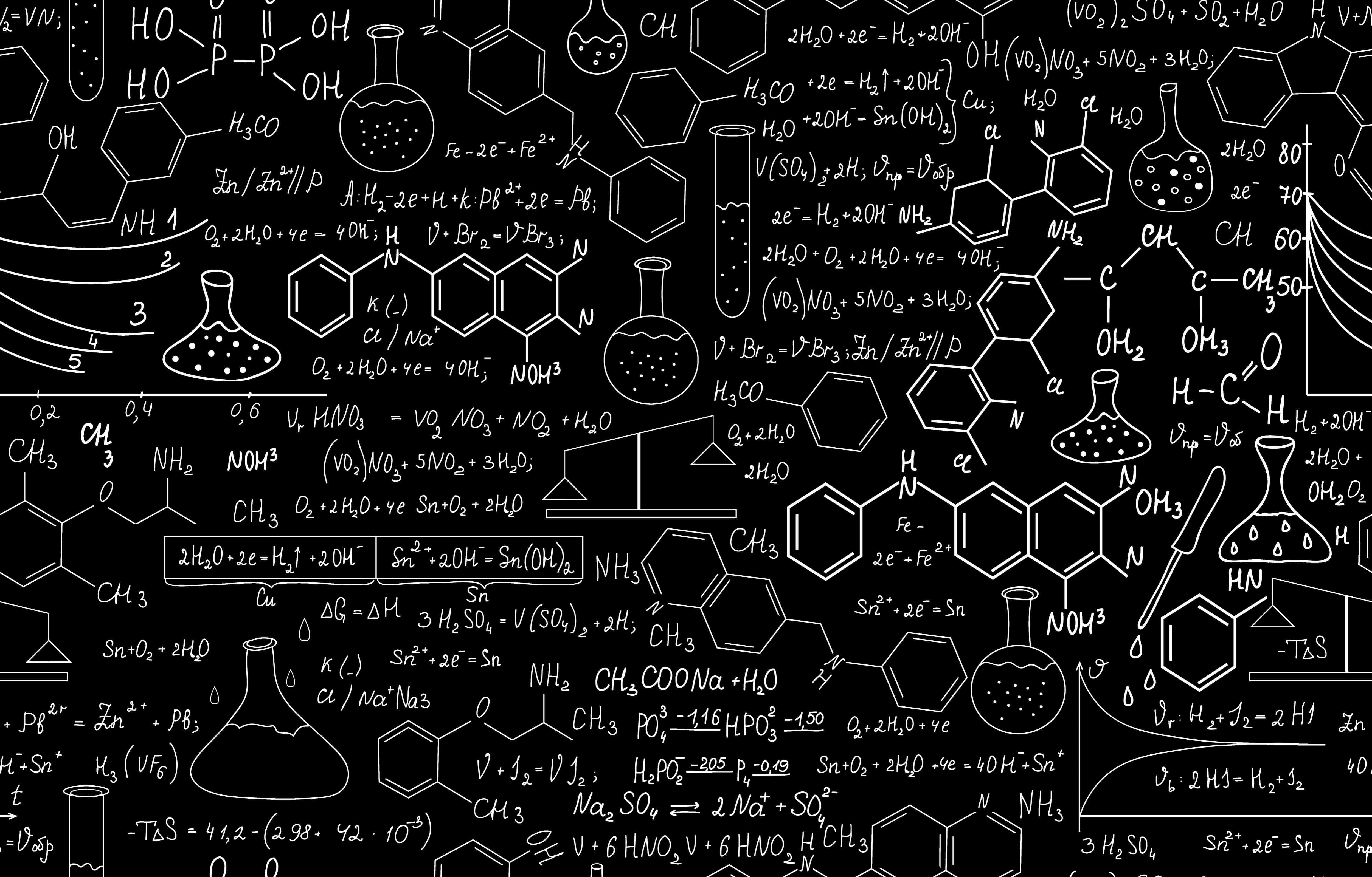 Un fondo negro con muchas fórmulas científicas Fondos de pantalla
