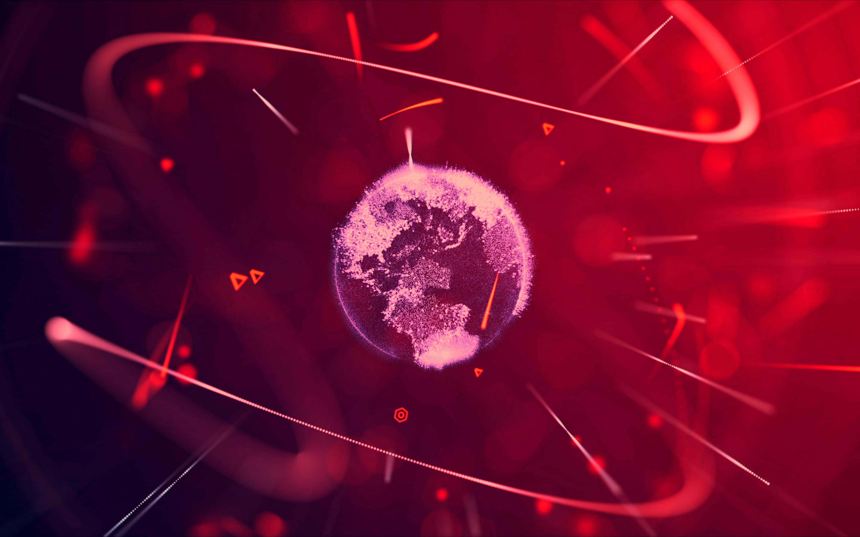 Un fondo rojo con un globo terráqueo y una luz roja Fondos de pantalla