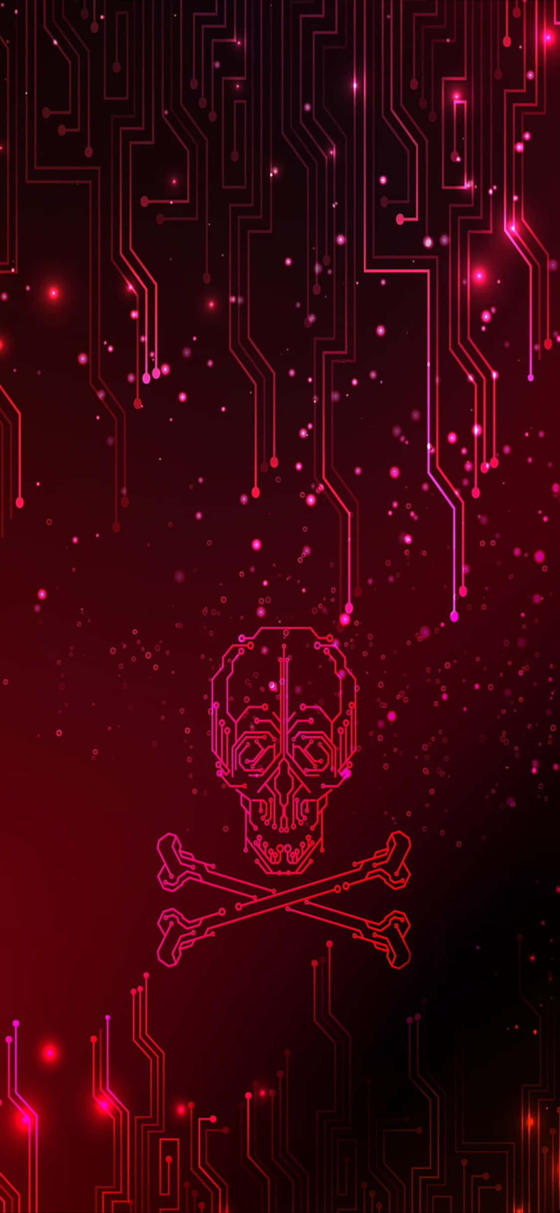 un fondo rojo con una calavera y tibias cruzadas Fondos de pantalla